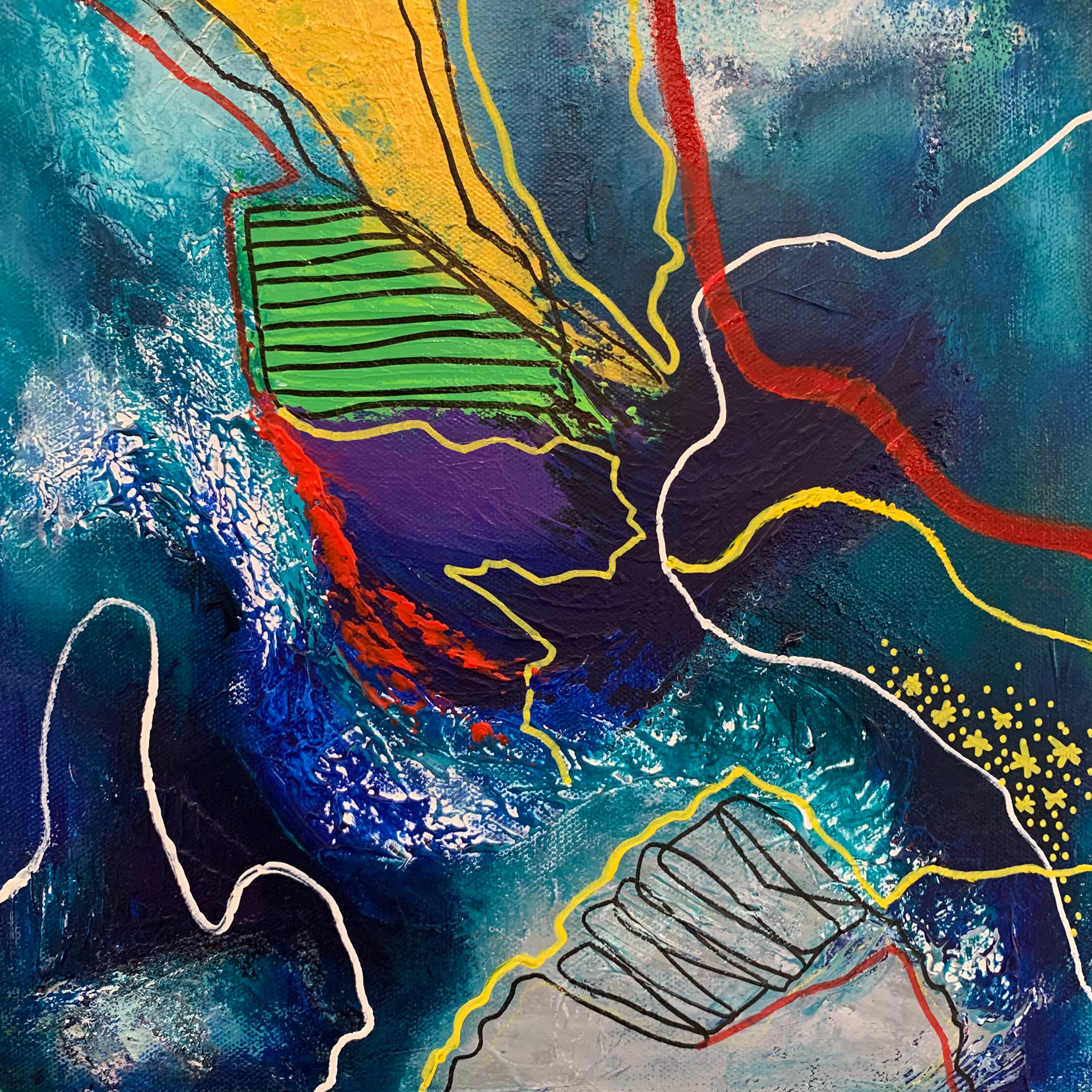 Wondering. Mixed media on canvas. 12 x 12 in.