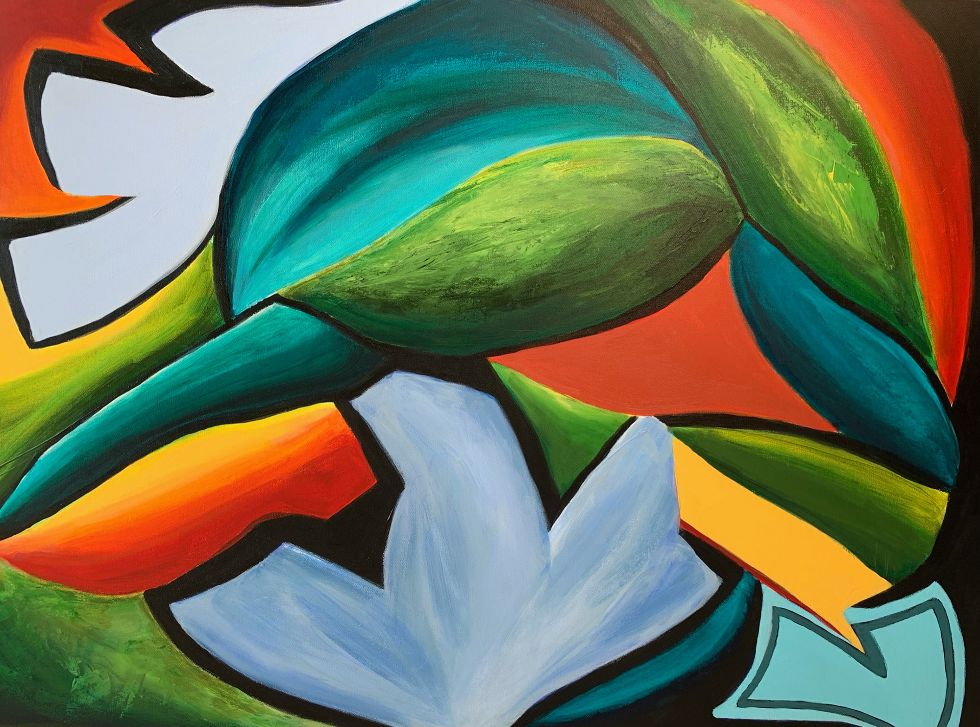 Tropical. Mixed media on canvas. 30 x 40 in. 