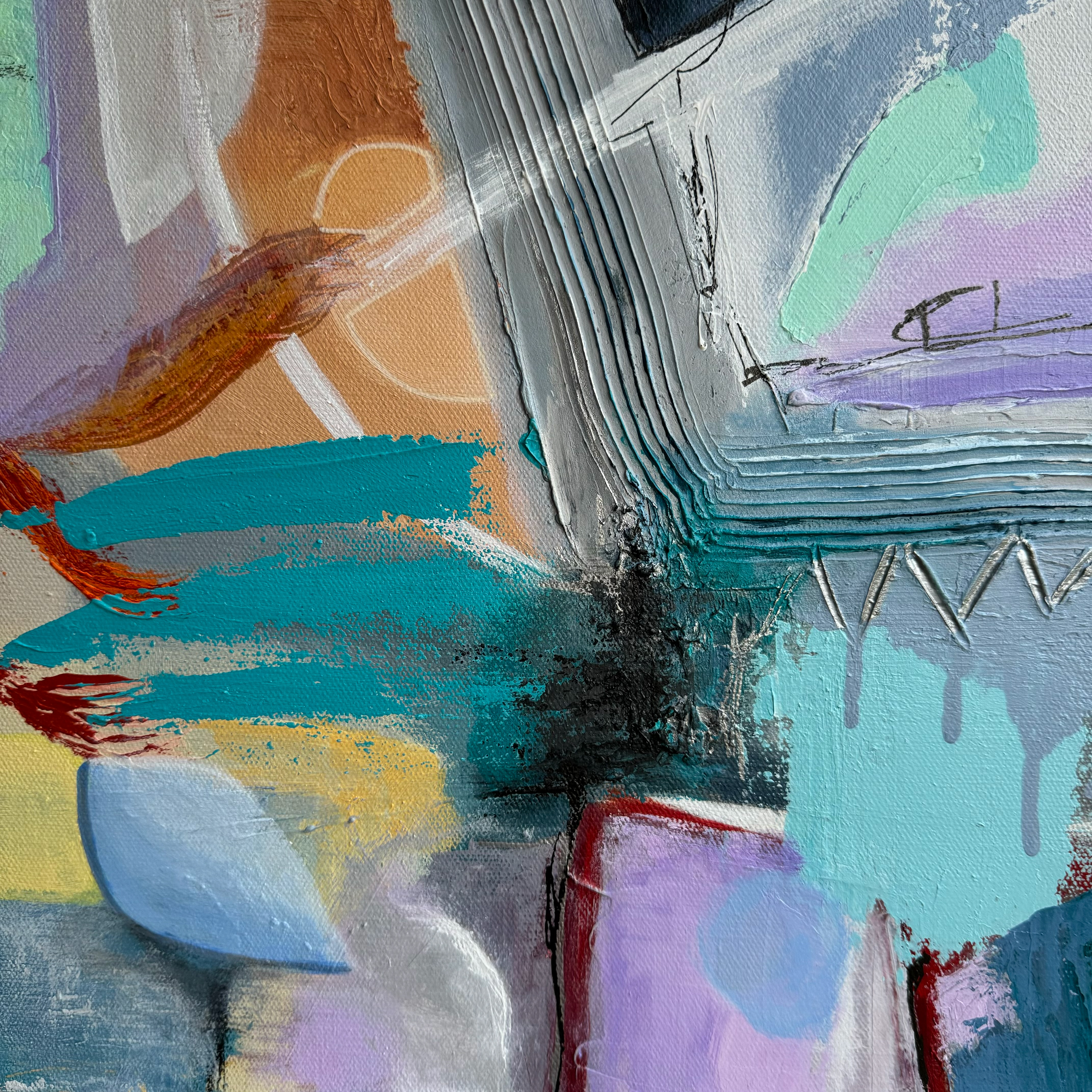 Sand and Water 1.Mixed media/acrylic on canvas. 12 x 12 in.