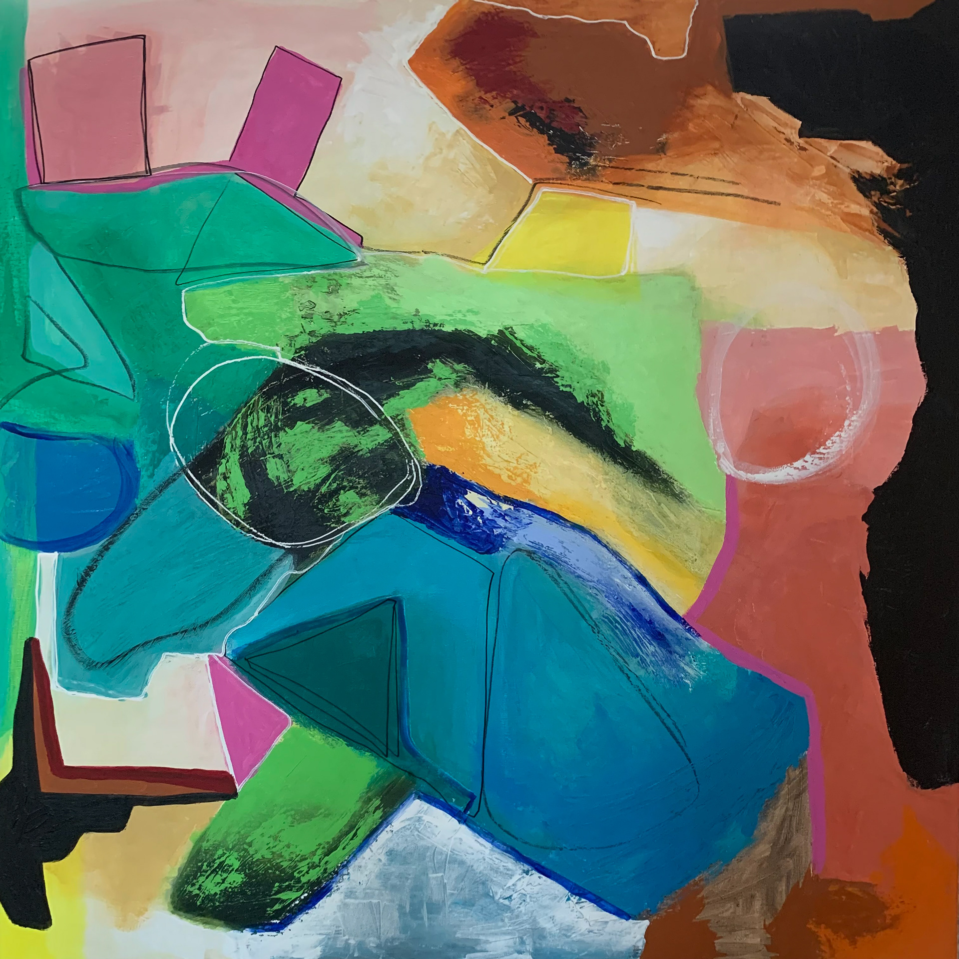 Midday. Mixed media/acrylic on canvas.30 x 30 in.