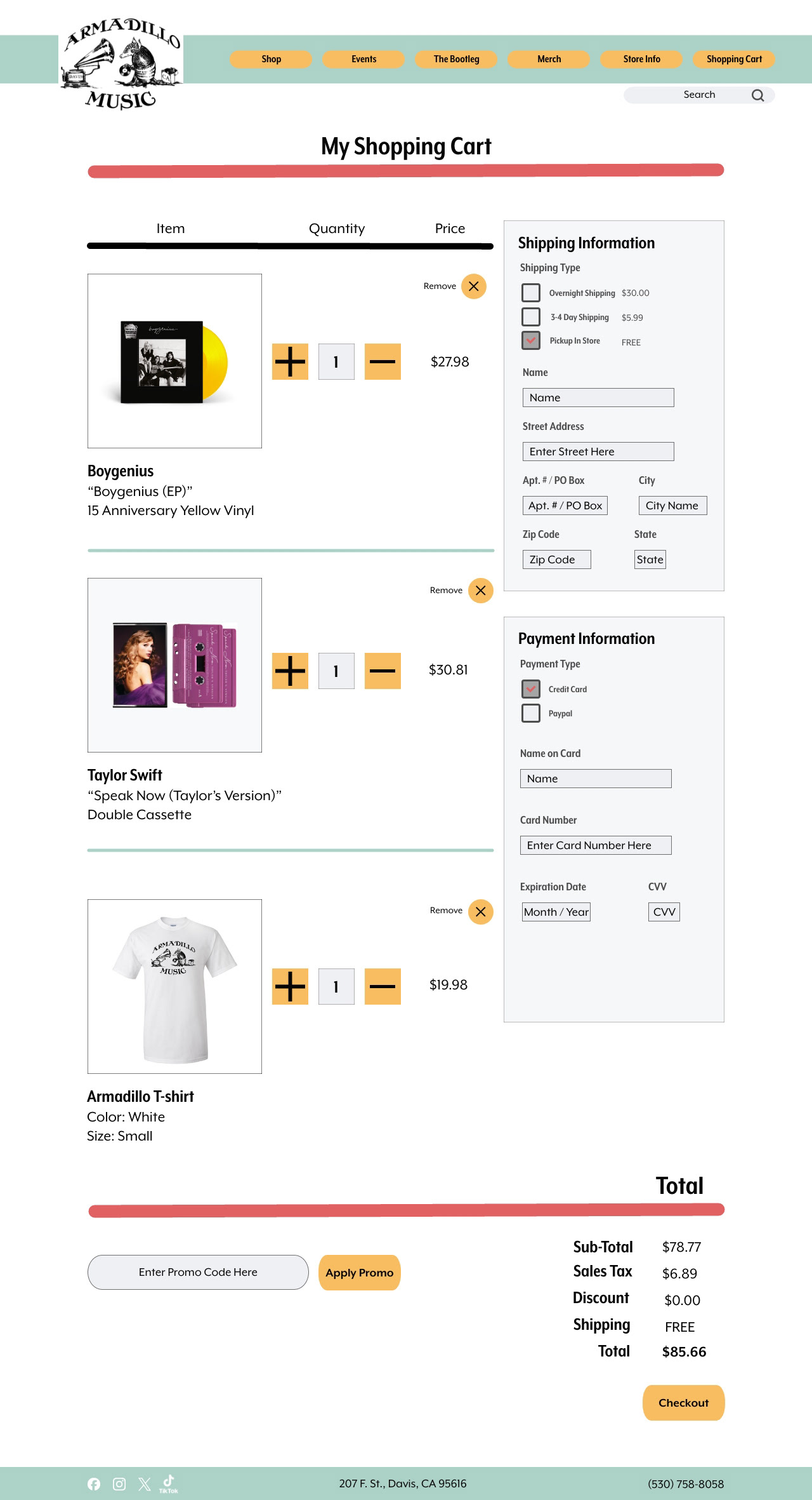 Shopping Cart Page