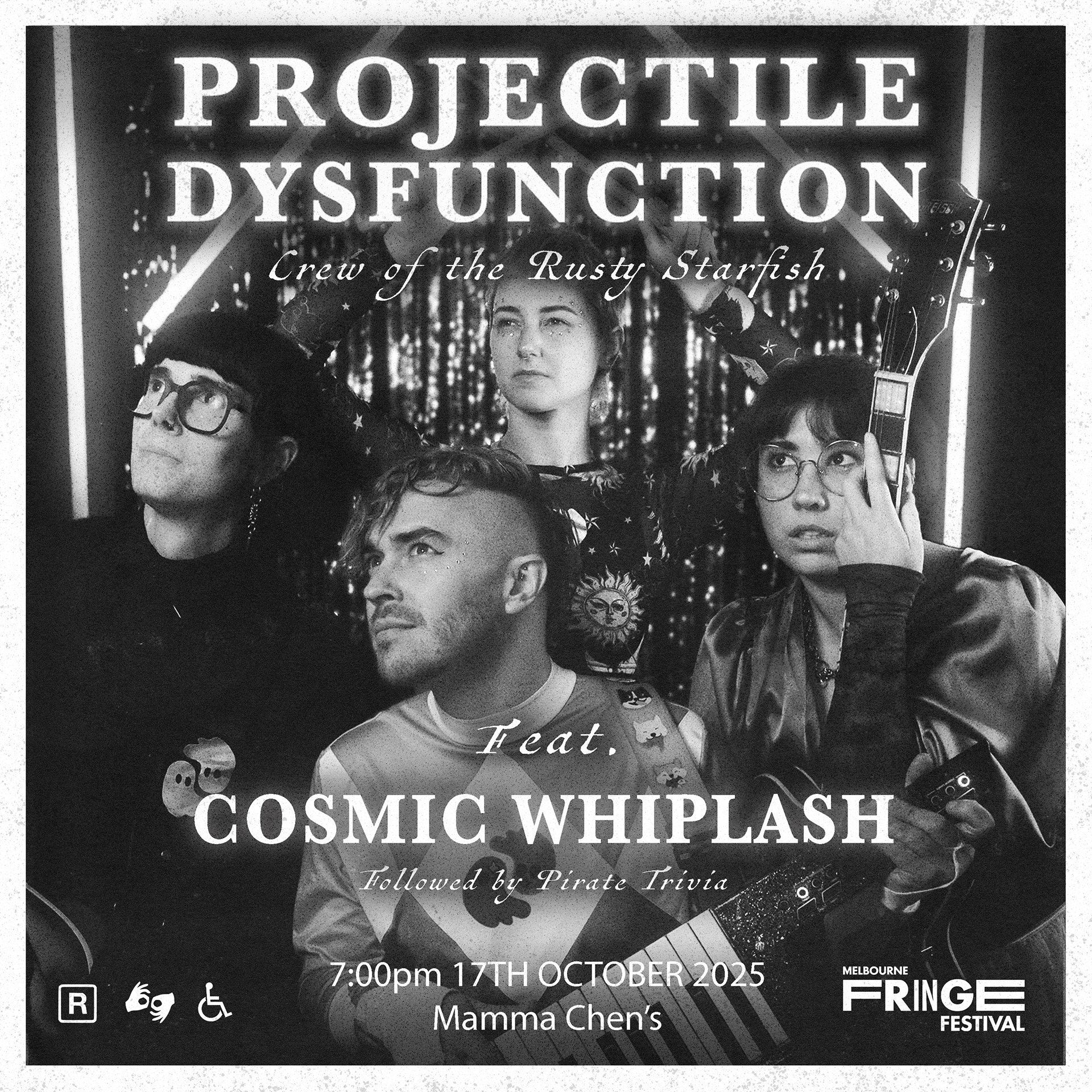 Projectile Dysfunction feat. Cosmic Whiplash. 7pm Oct 17th at Mamma Chens