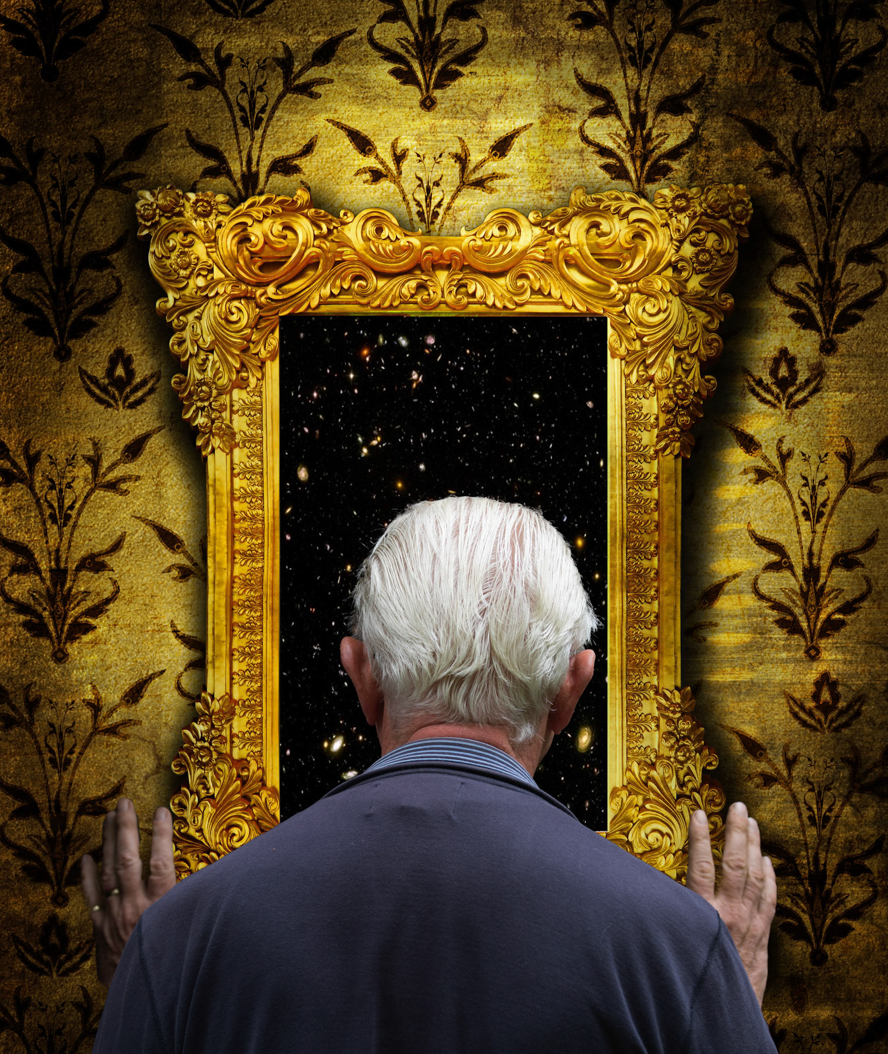 Vintage picture frame, wood plated, white background