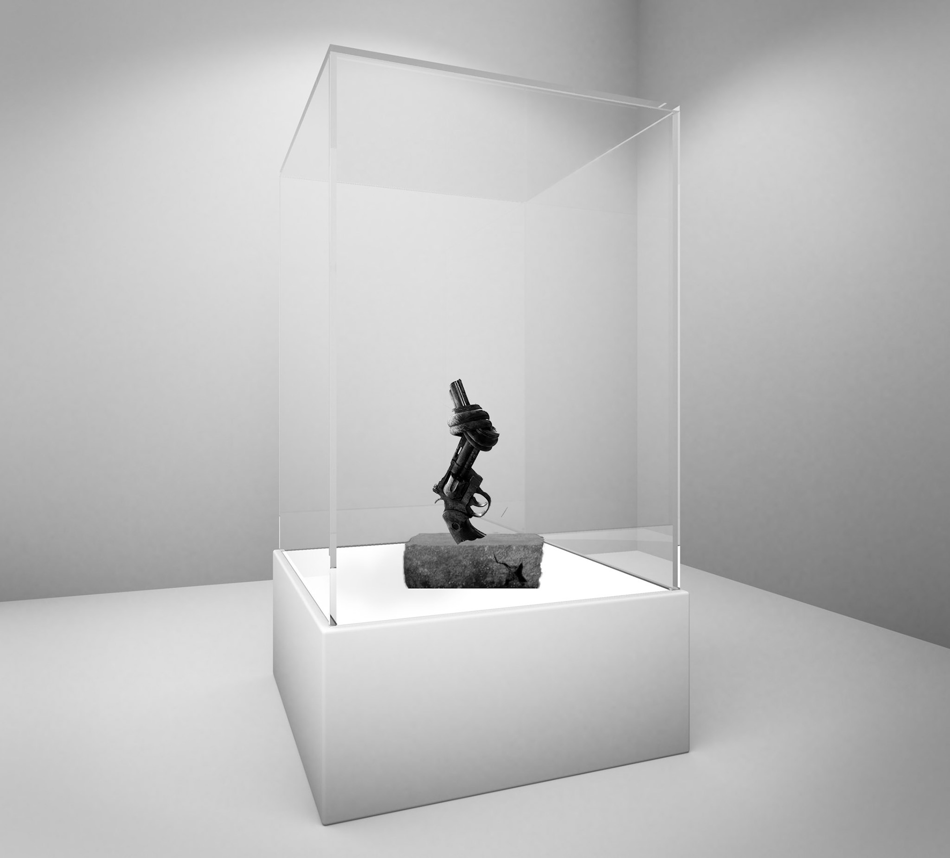 Empty glass showcase, 3d exhibition space