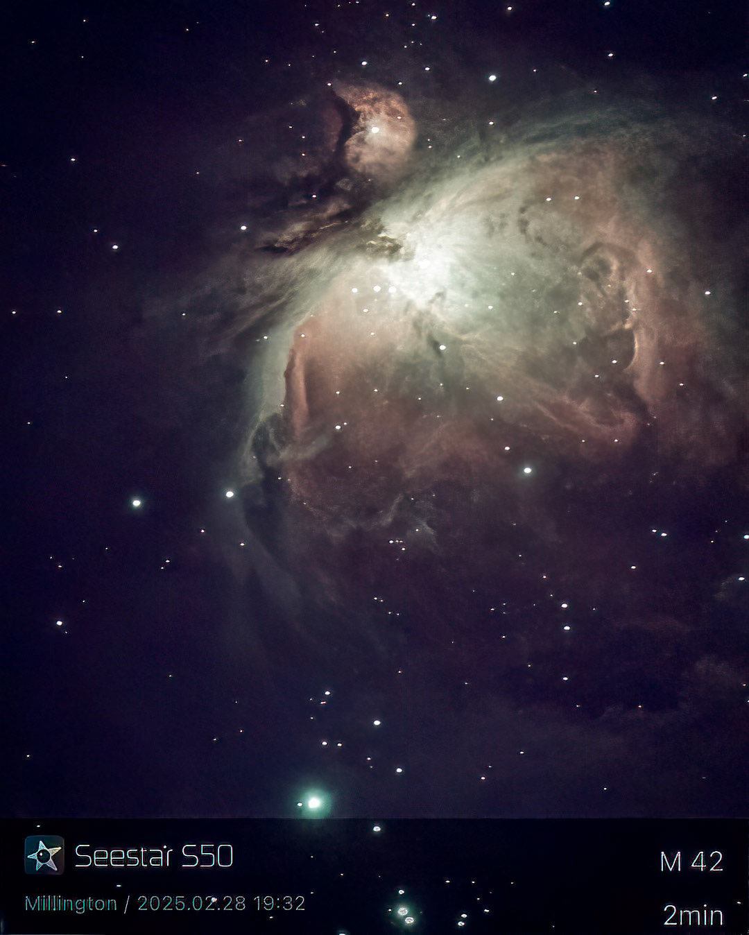 Orion Nebula taken with Sea Star telescope and Iphone