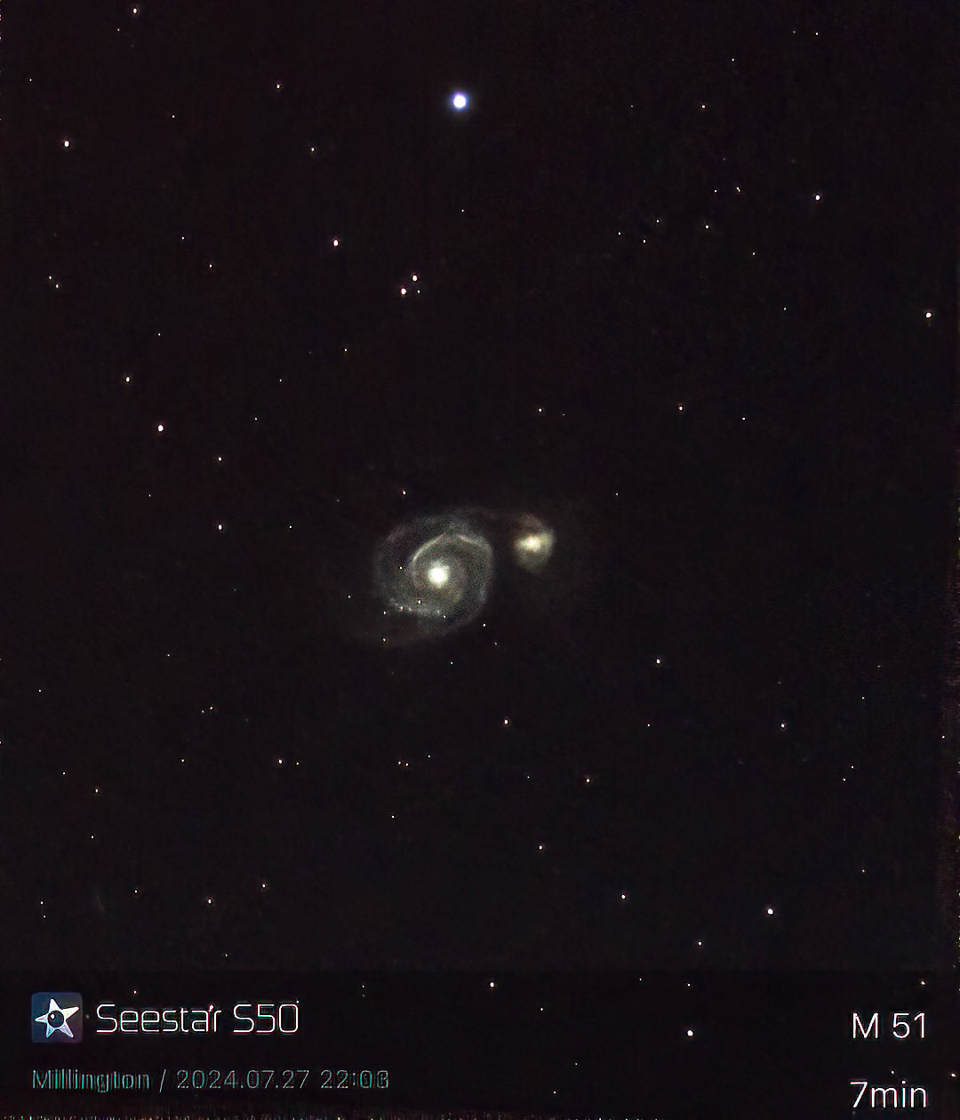 M-51 galaxy taken with Sea Star telescope and Iphone