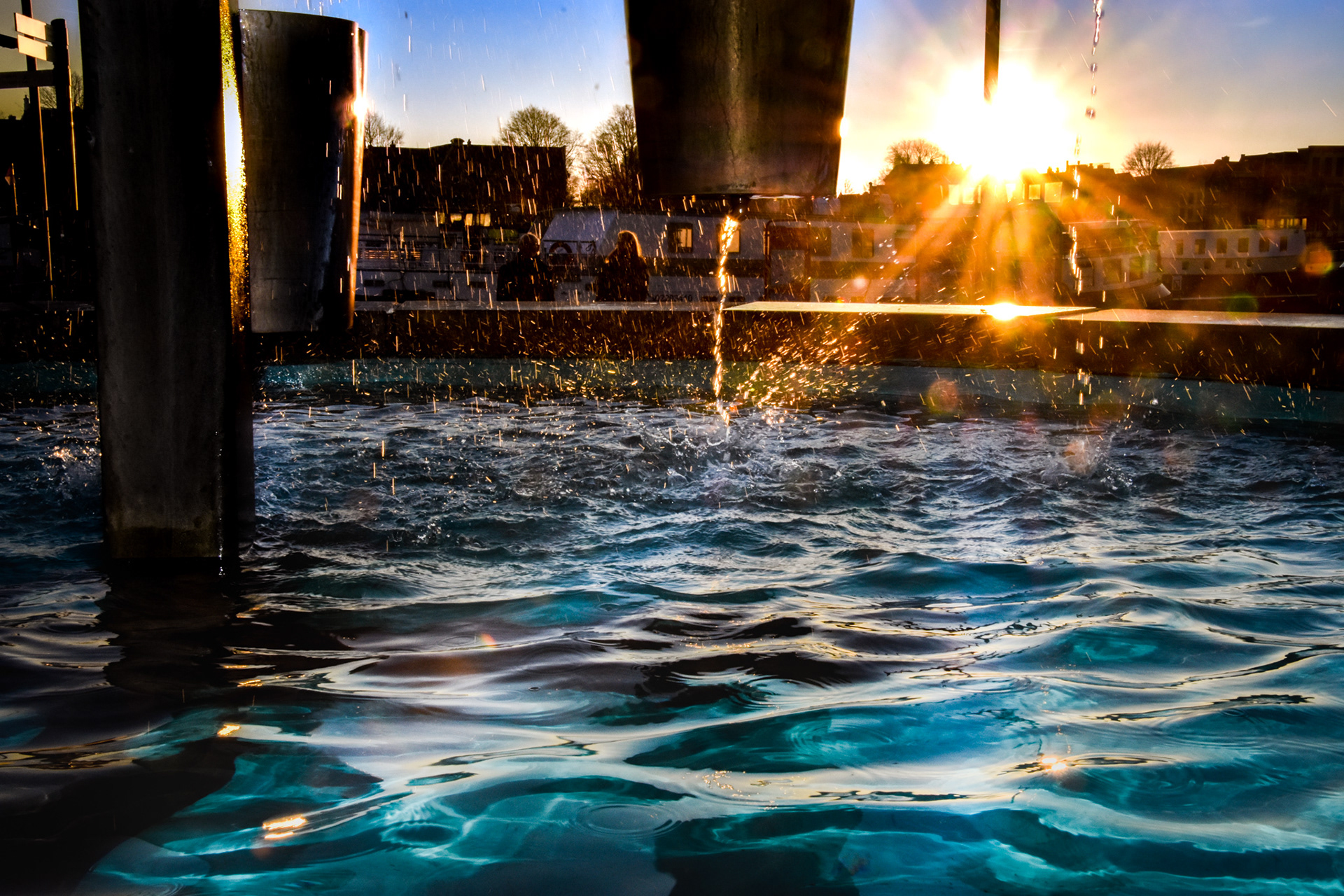 Water reflections with sun