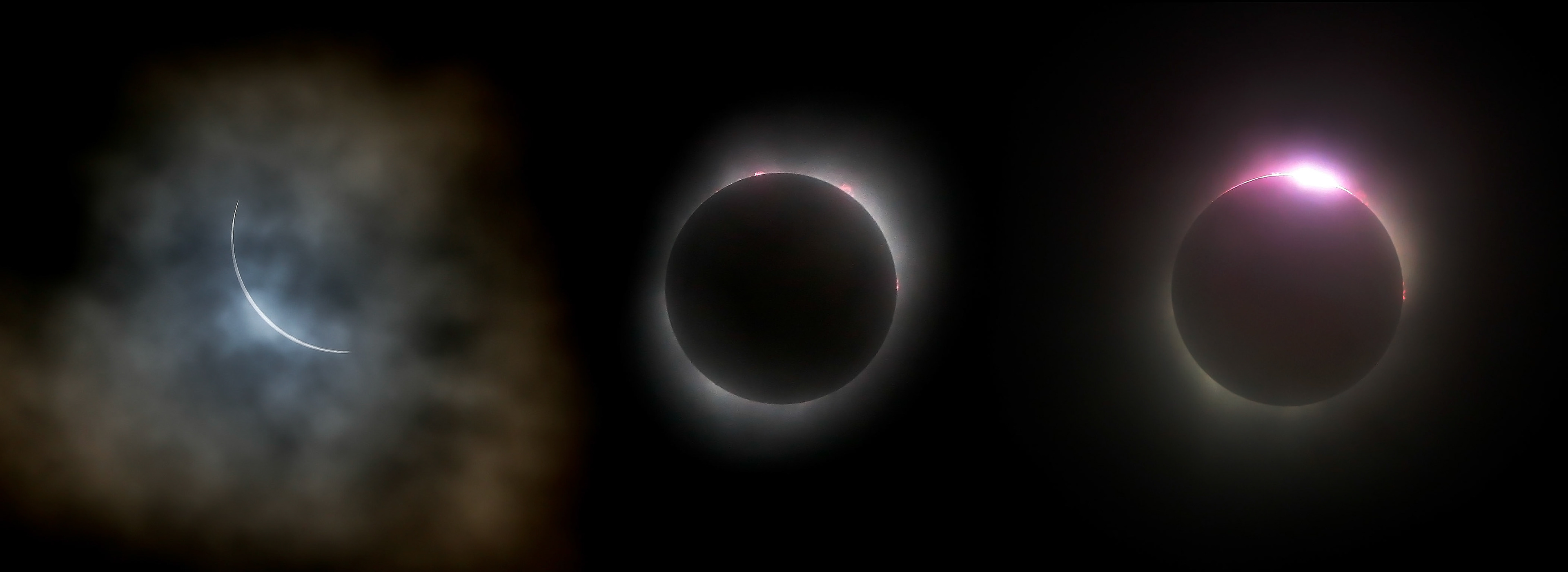 A series of images shows the eclipse as it goes through totality in York, Neb., Monday afternoon. (Photo illustration by Chris Neal/The Capital-Journal)