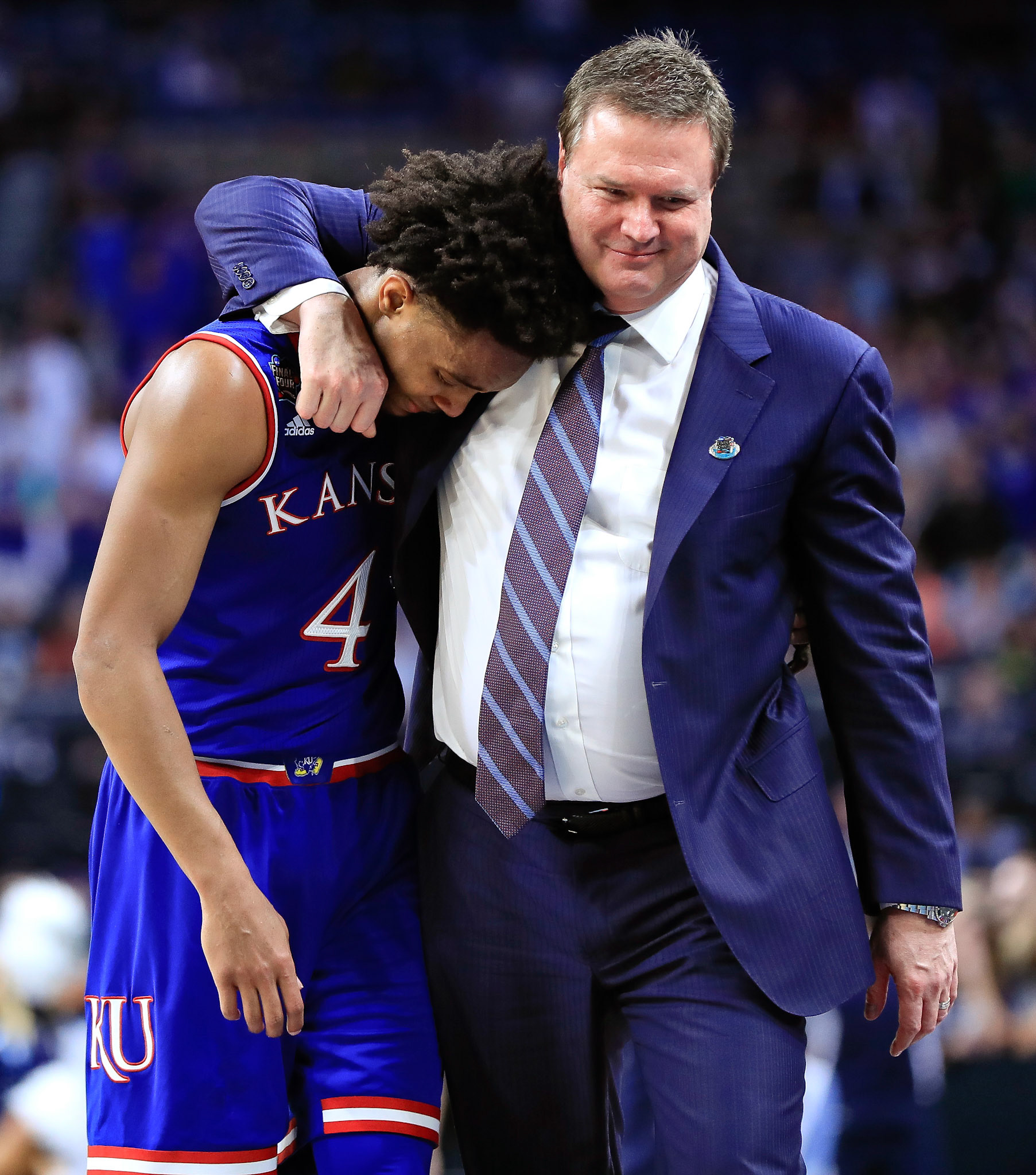 Kansas loses in the Final Four, 95-79, to Villanova's barrage of 3-pointers. Villanova set a Final Four record with 14 made threes.