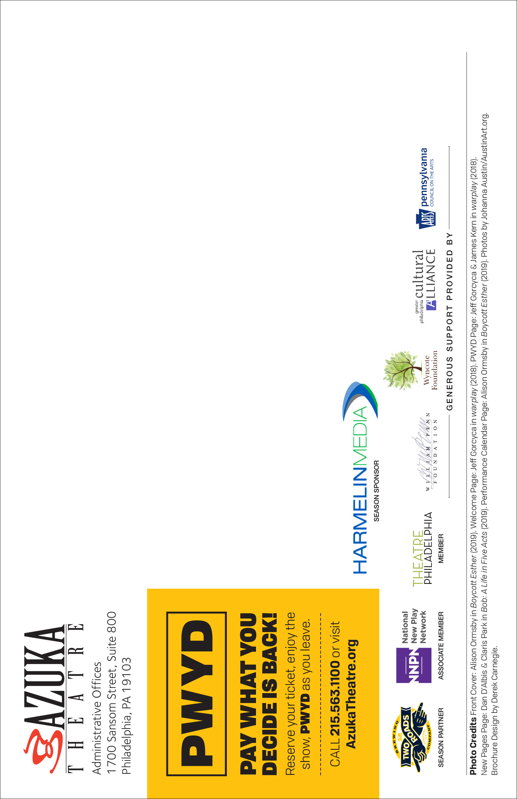 Azuka Theatre 2019-2020 booklet brochure