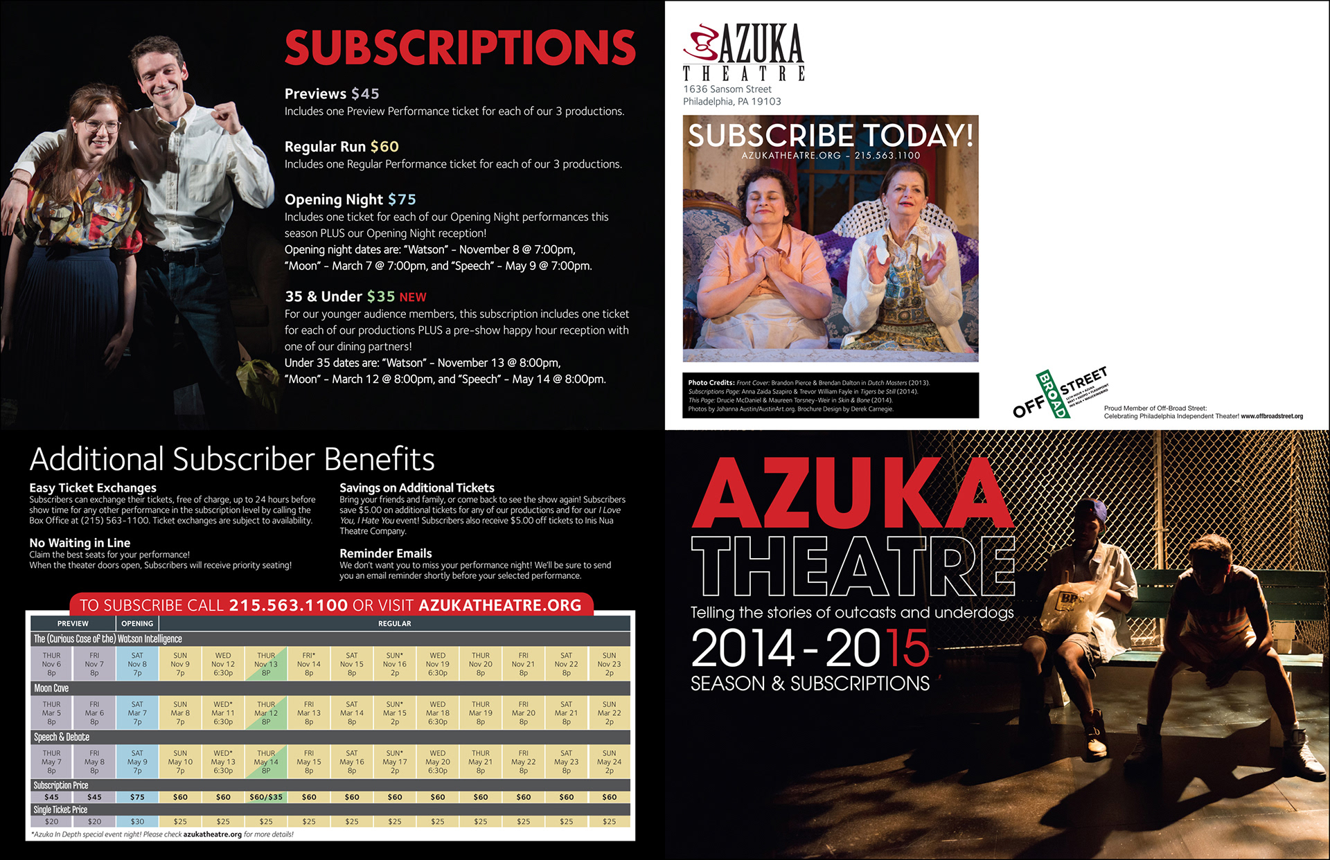 Azuka Theatre 2014-2015 poster fold-out brochure (outside)