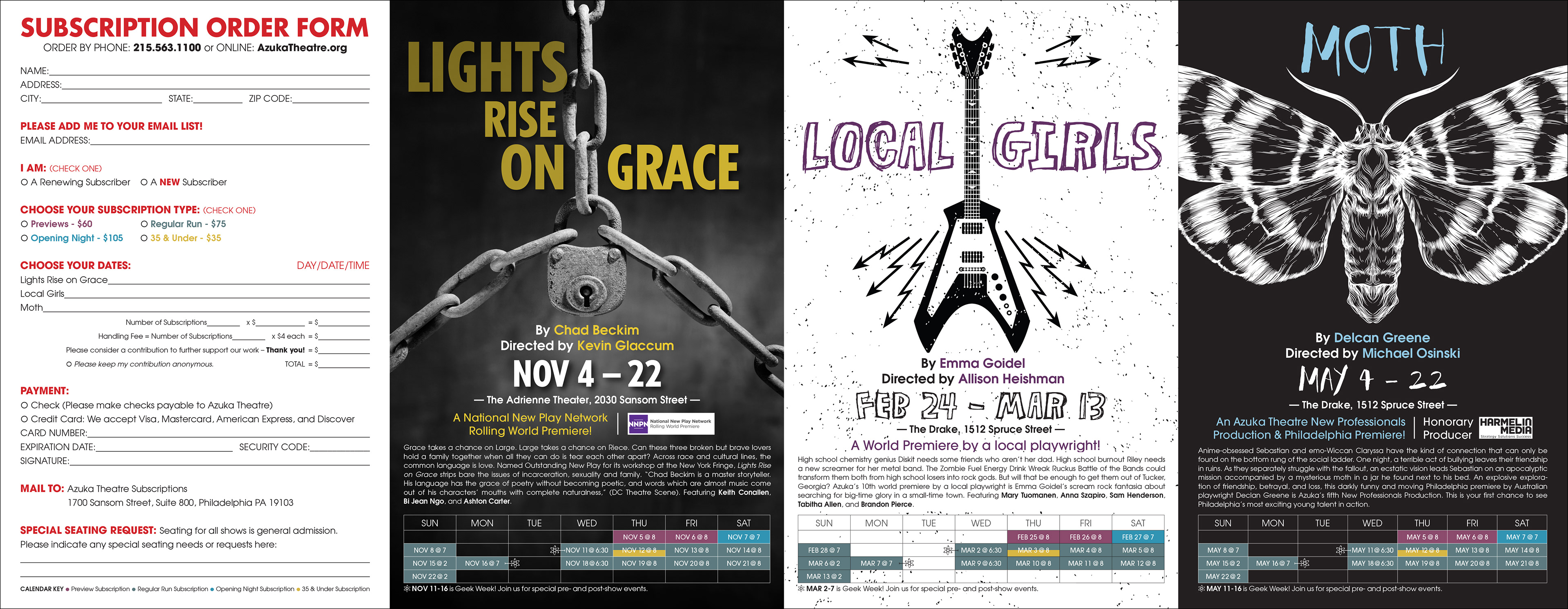 Azuka Theatre 2015-2016 gate fold brochure (inside)