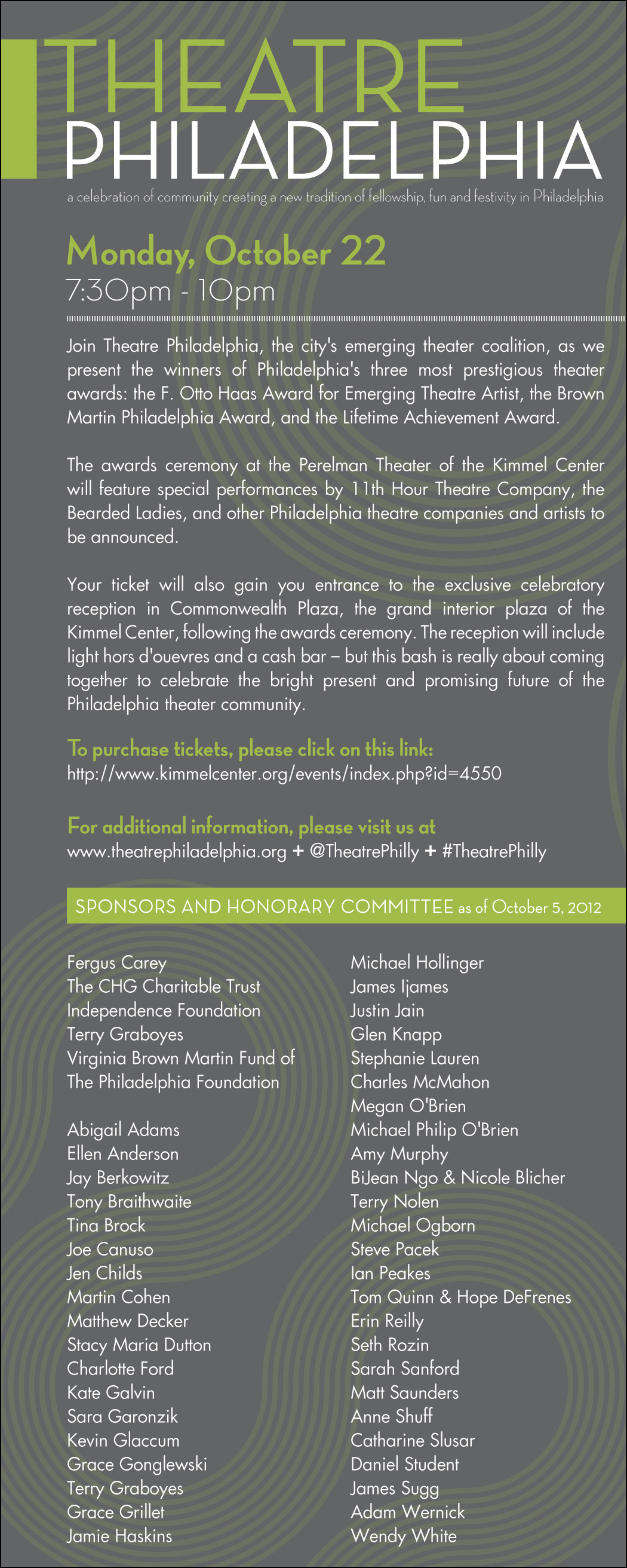 Online invite for Theatre Philadelphia event