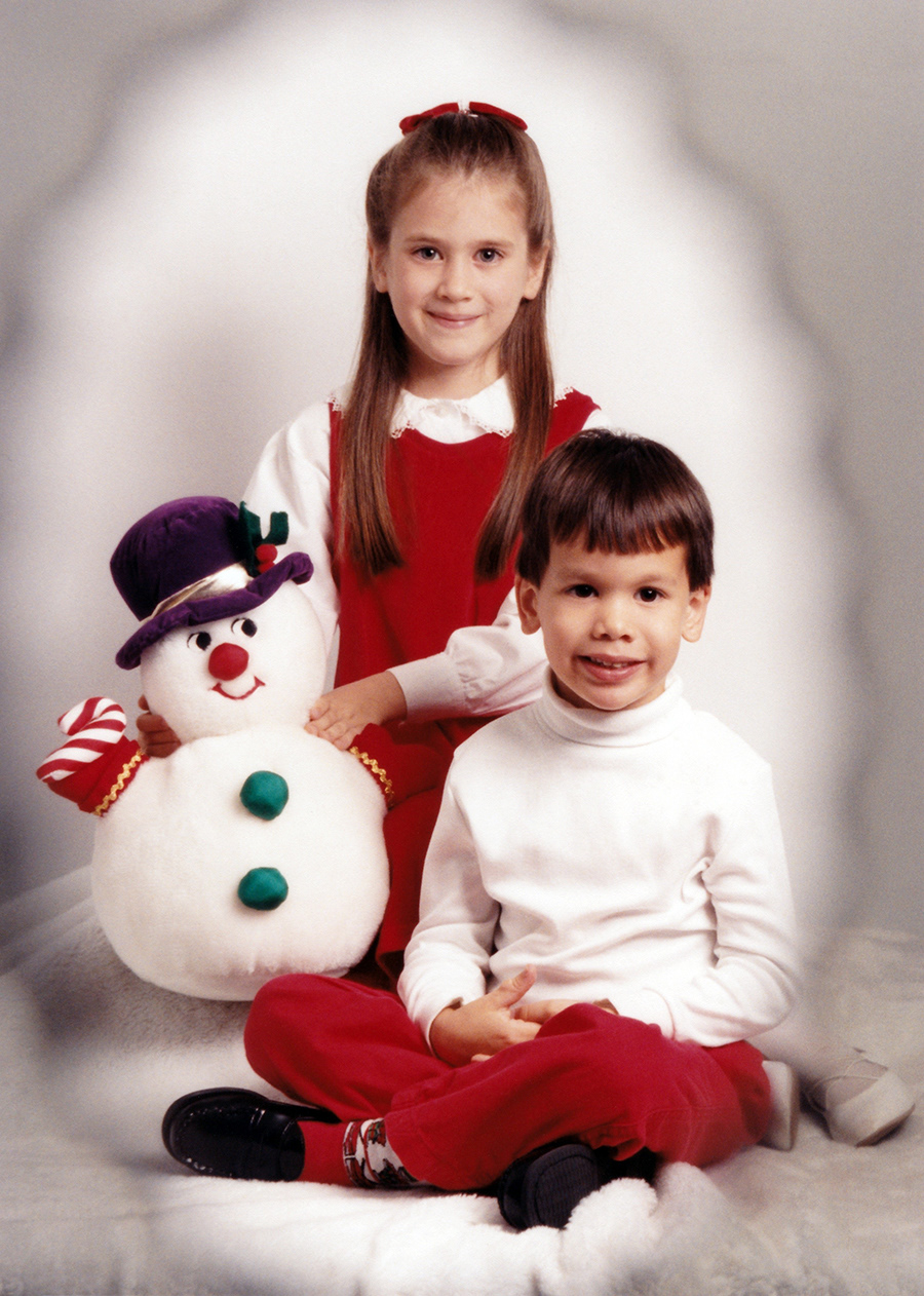 Christmas Kids and Snowman - Nicole and Andrew, so cute!