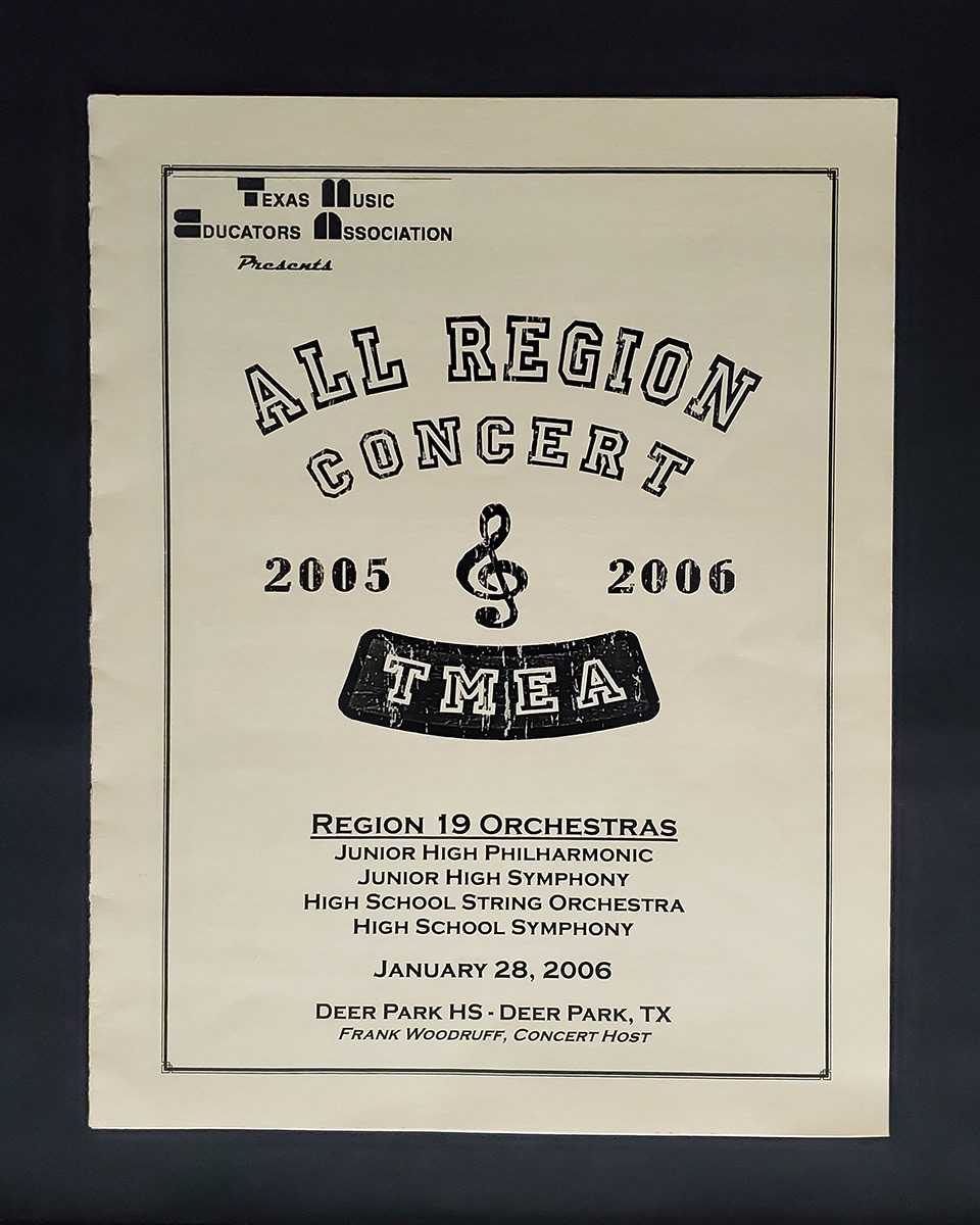 TMEA All Region Concert 2006 - Nicole plays violin, High School String Orchestra; Andrew plays percussion, Junior High Philharmonic