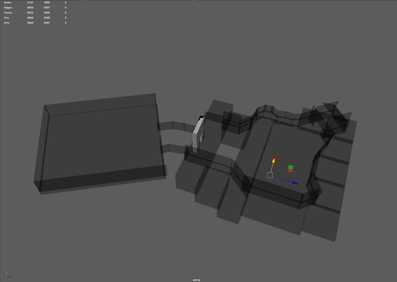 Taking BSPs into Maya for rebuilding. I decided to build it as one large piece.