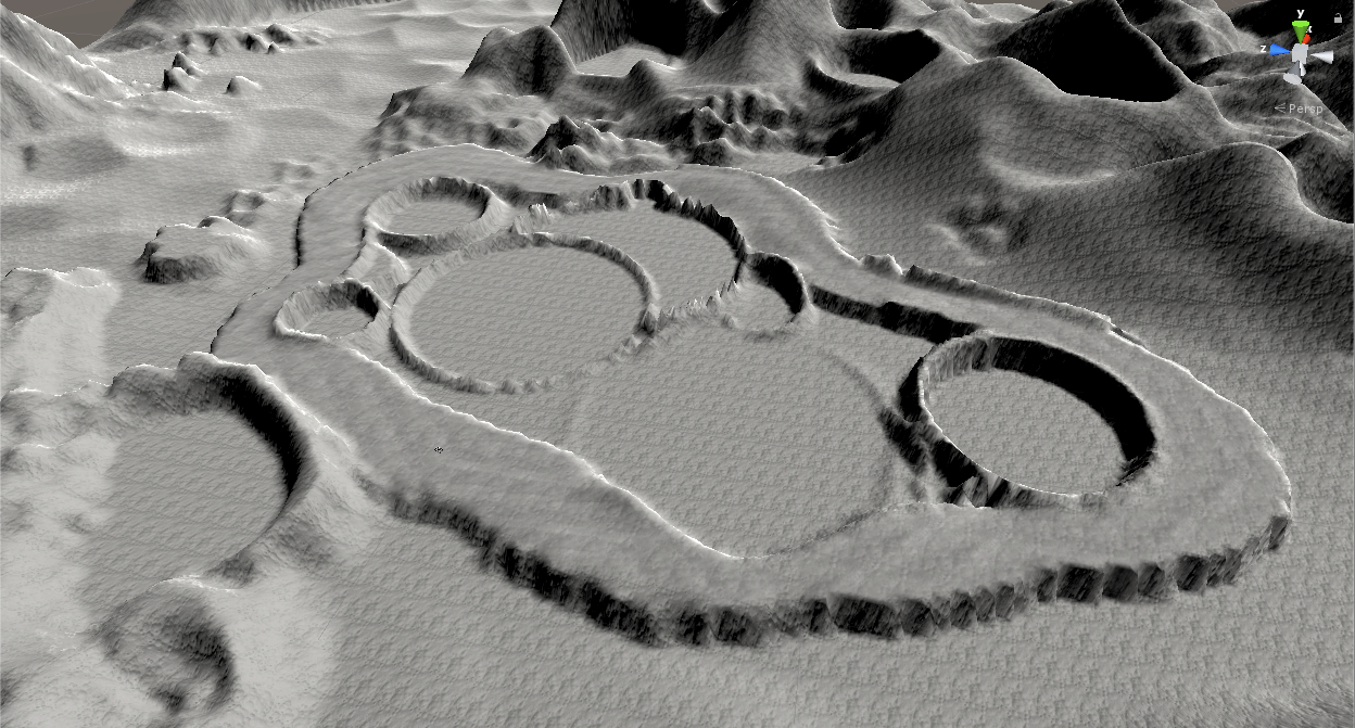 An early look at Curvy Craters with a very basic version of the texture slapped on.
