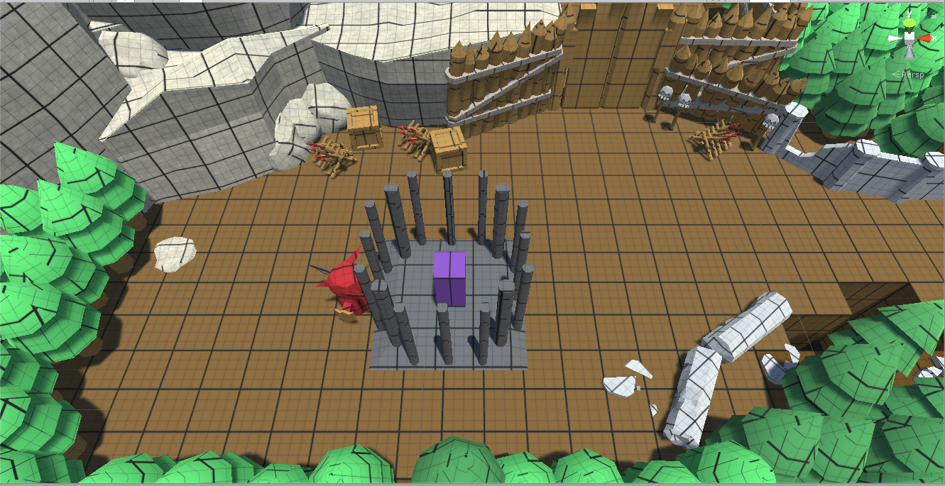 The purple model represents our hero. For the prototype it seemed inefficient to worry about making it visual beyond an identifiable color I dont use anywhere else.