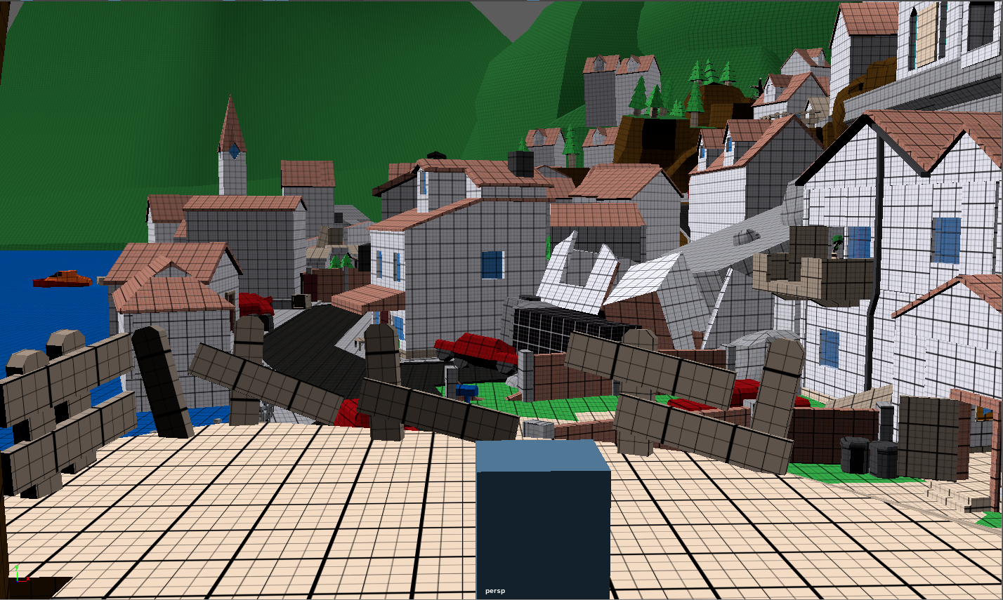 Better destruction moments. Some roofs given chimneys.