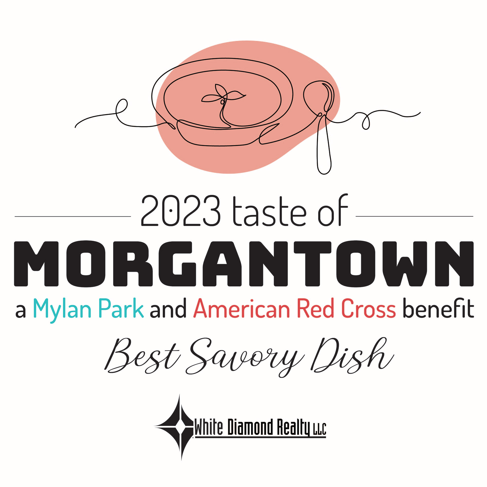 2023 Taste of Morgantown Best Savory Dish Continuous Line Art Award Plate Design