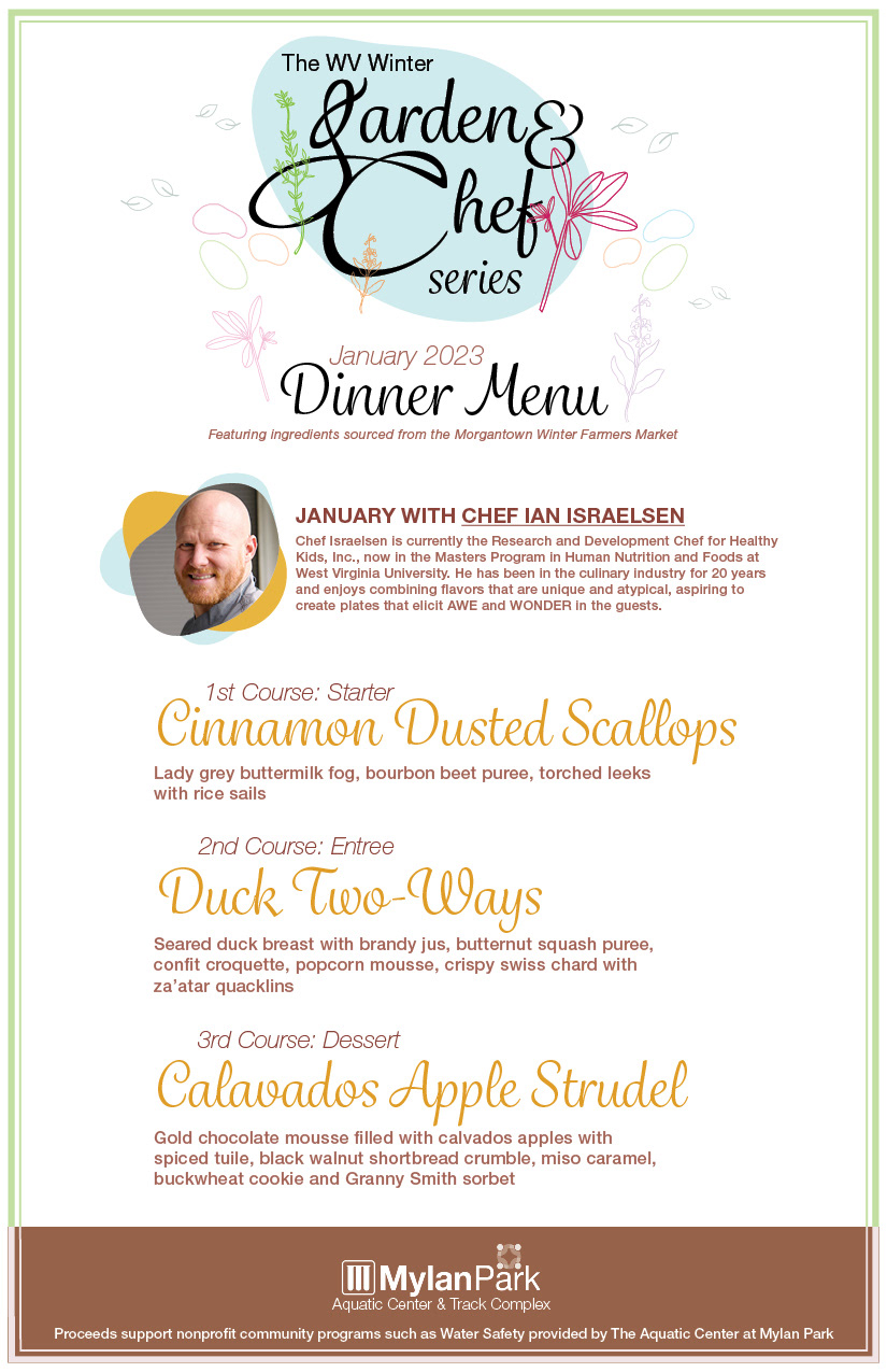 January Garden & Chef Series Dinner Menu Design