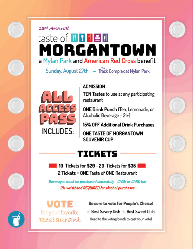 2023 Taste of Morgantown All Access Pass Design Back