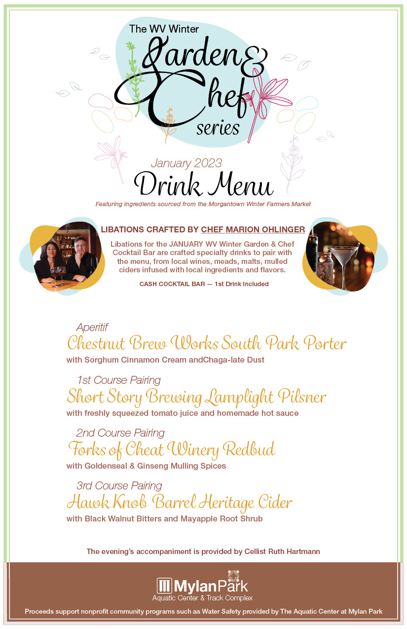 January Garden & Chef Series Drink Menu Design