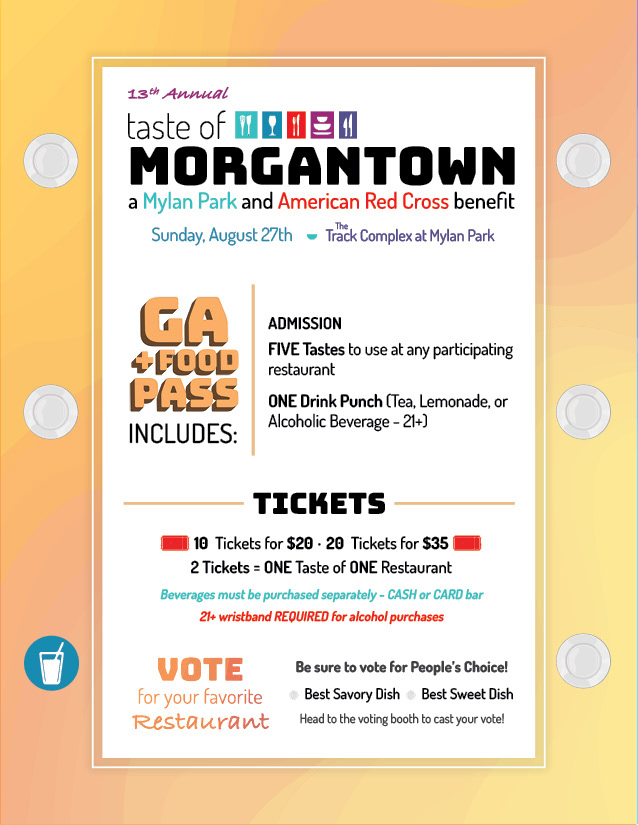 2023 Taste of Morgantown General Admission Plus Food Pass Design Back