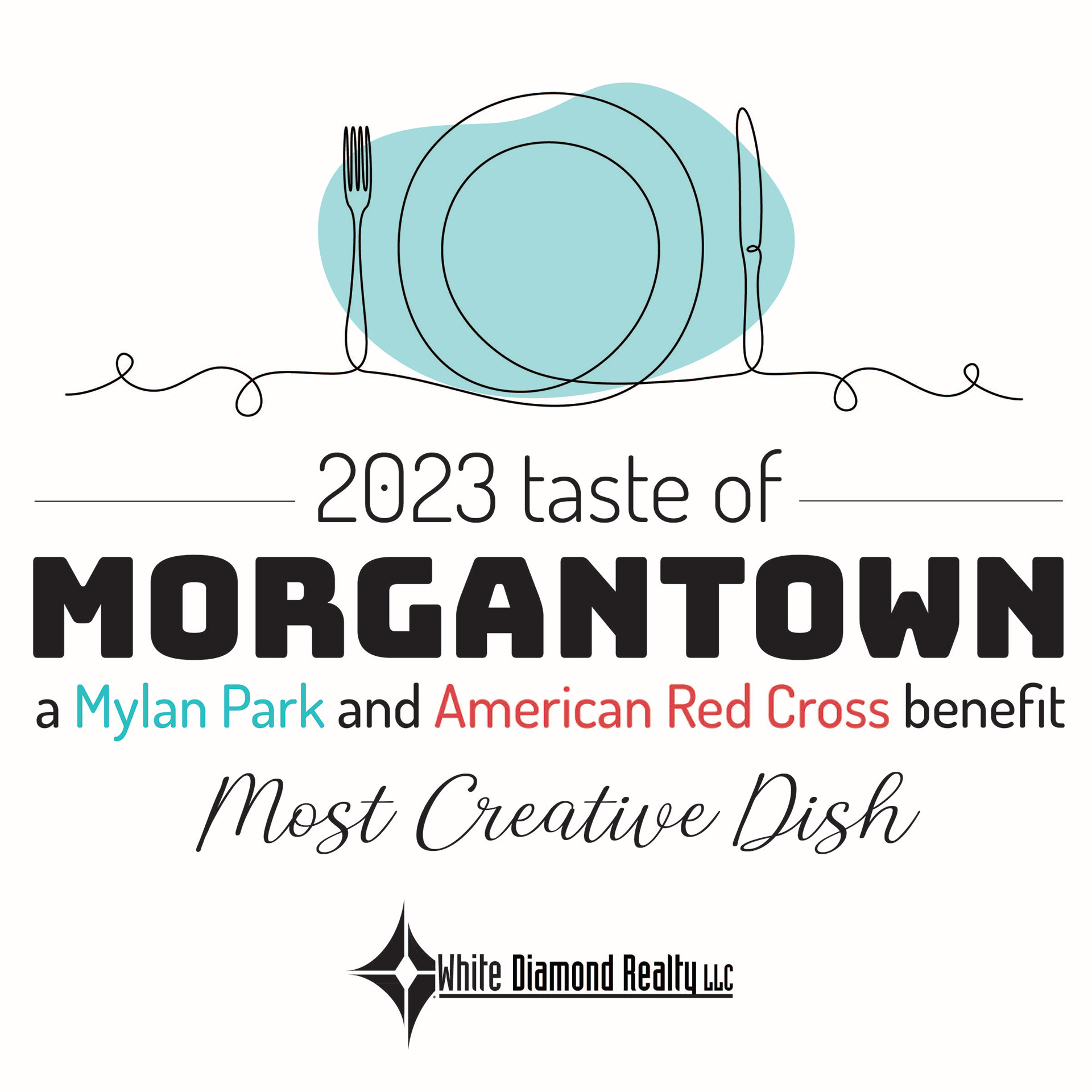2023 Taste of Morgantown Most Creative Dish Continuous Line Art Award Plate Design
