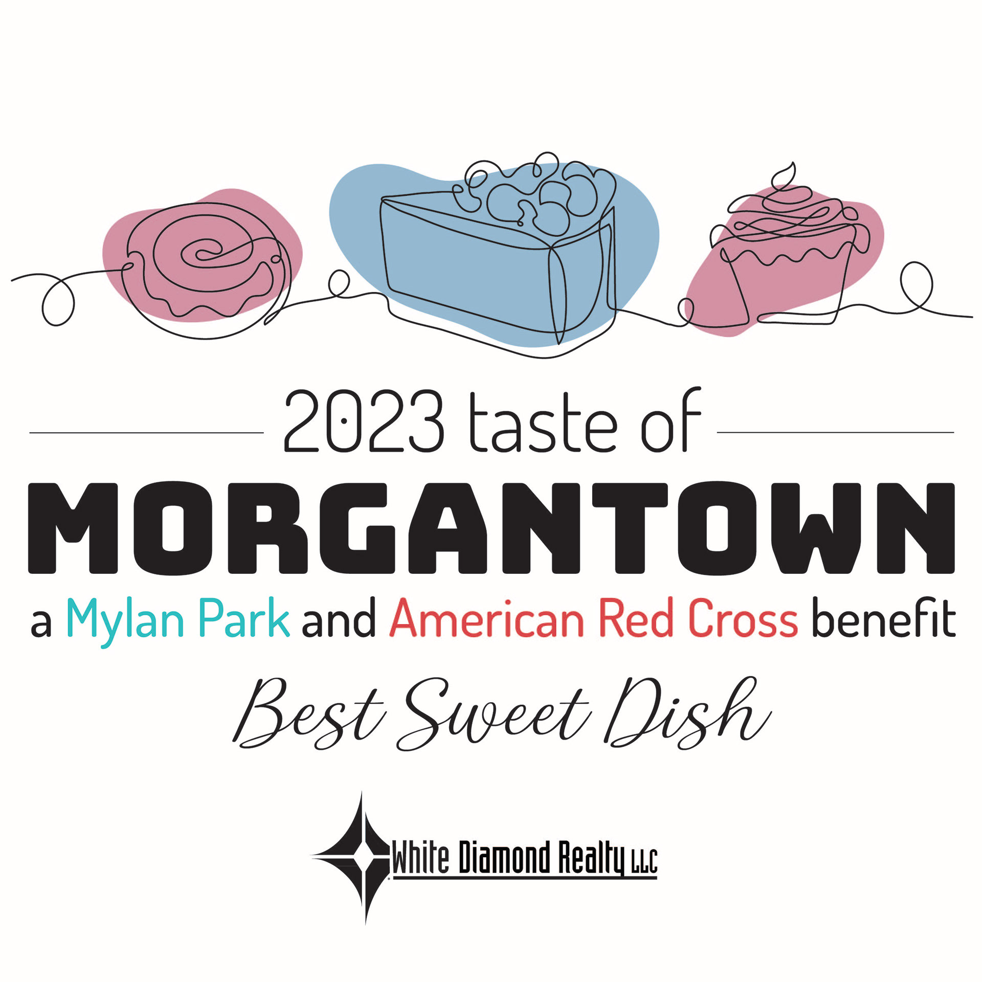 2023 Taste of Morgantown Best Sweet Dish Continuous Line Art Award Plate Design