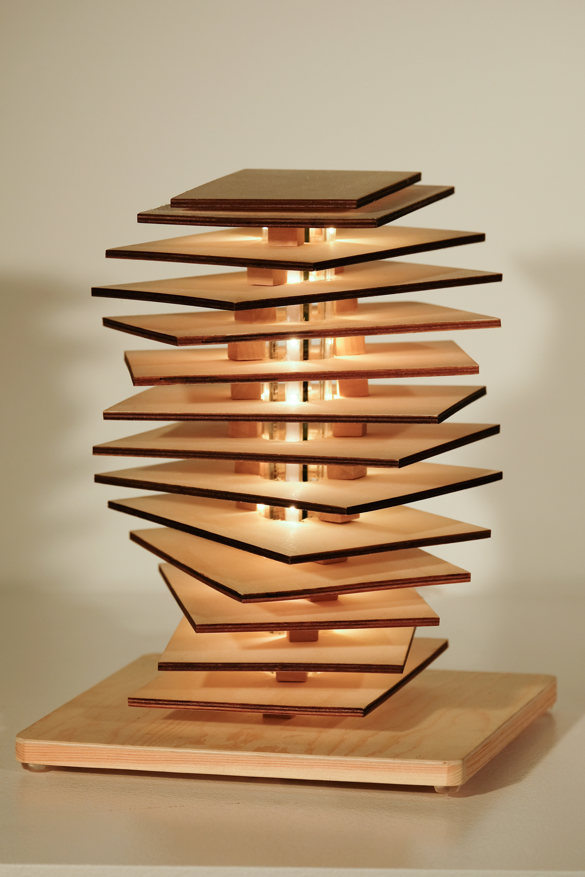 Lamp design with laser-cut plywood.
