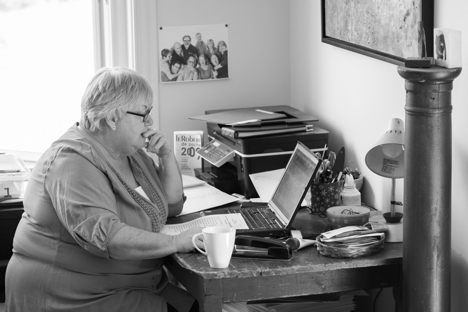 Local arts ambassador Joanne LeBlanc-Skyrie working at her desk