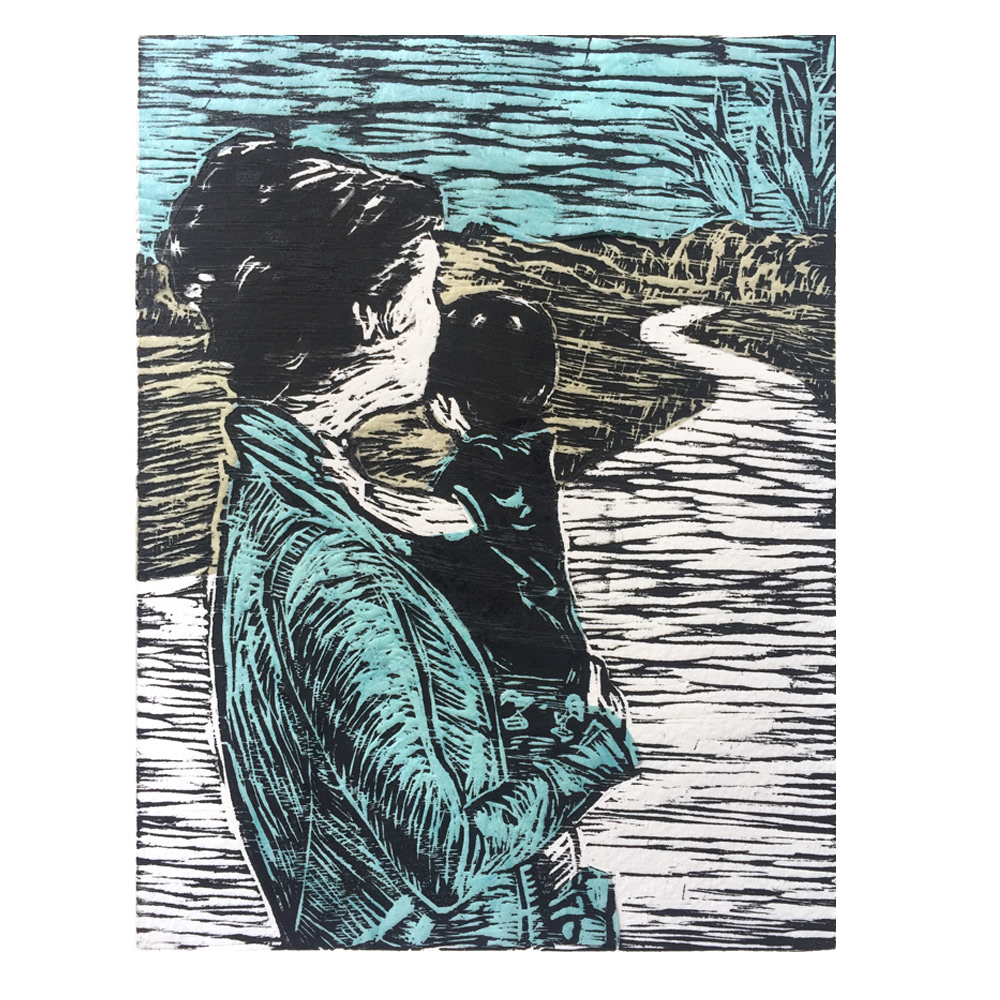 Wood Block print with Chine Colle