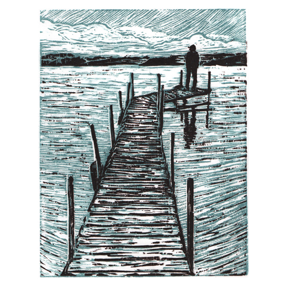 Dock on Berford Lake, Block print