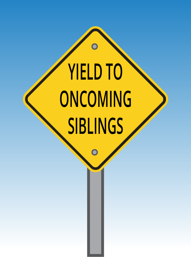Yield to oncoming siblings traffic sign