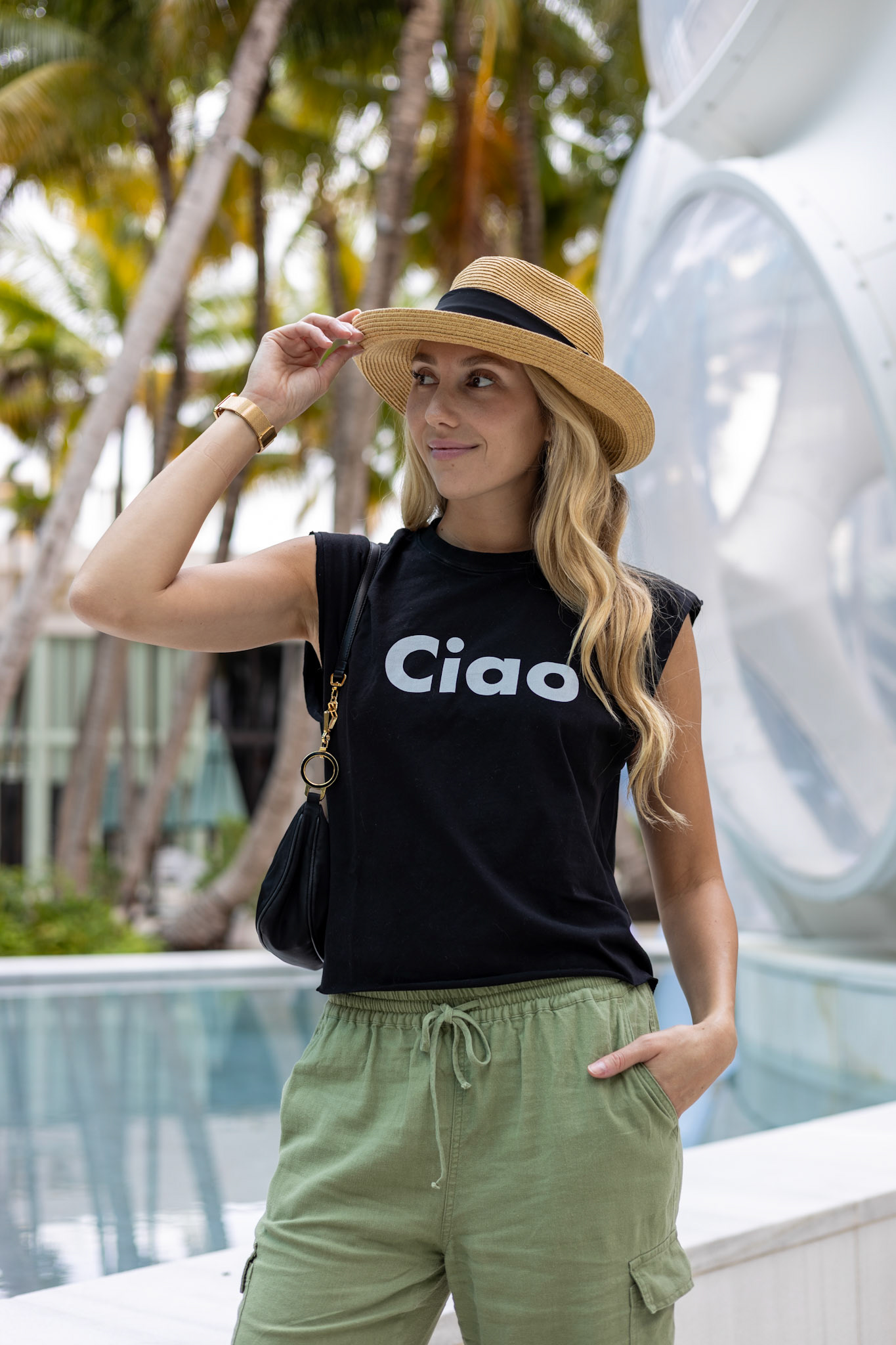 Ciao Happy interactions Shirt with Alia Buoniello in Miami Design District photo by Johnny Michael