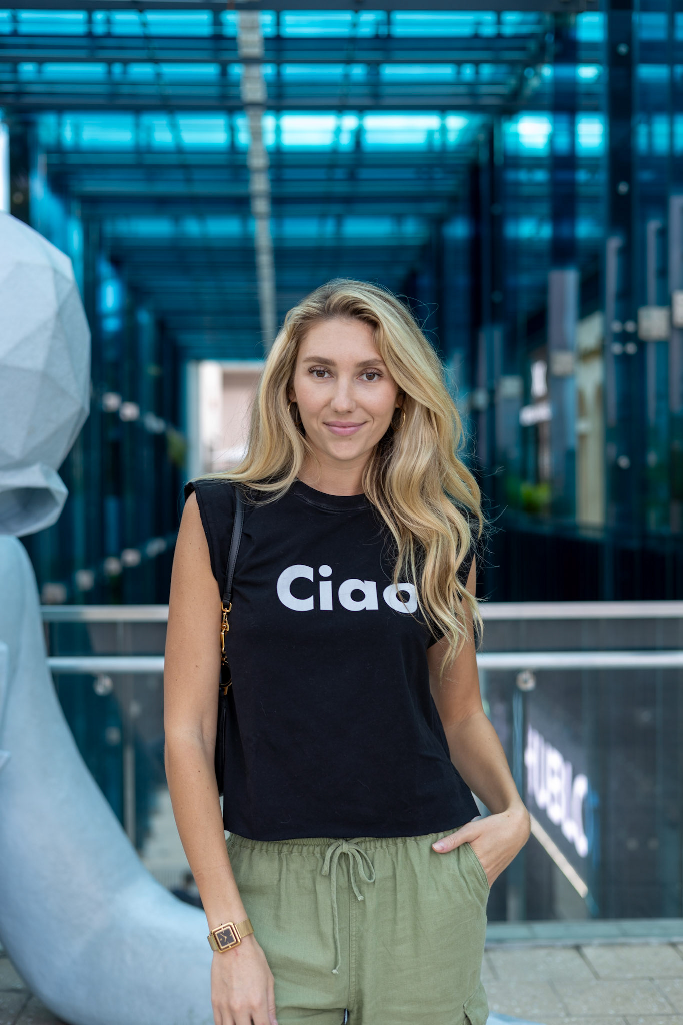Ciao Happy interactions Shirt with Alia Buoniello in Miami Design District photo by Johnny Michael