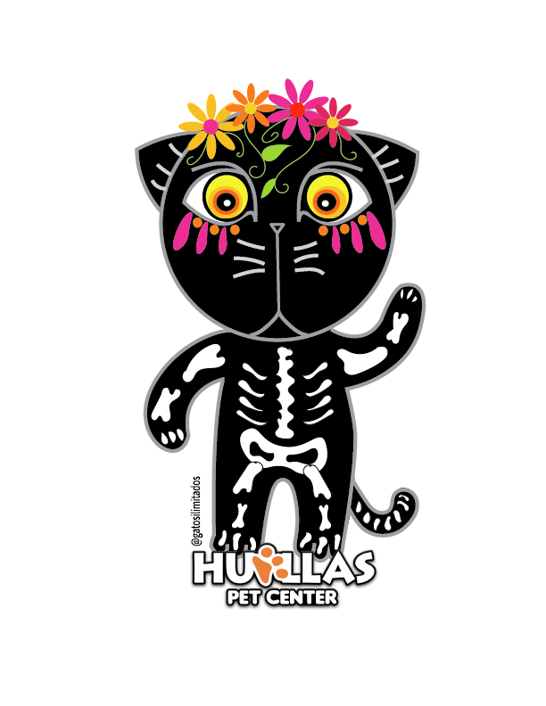 Illustrator Halloween Cat Sticker for Pet Shop