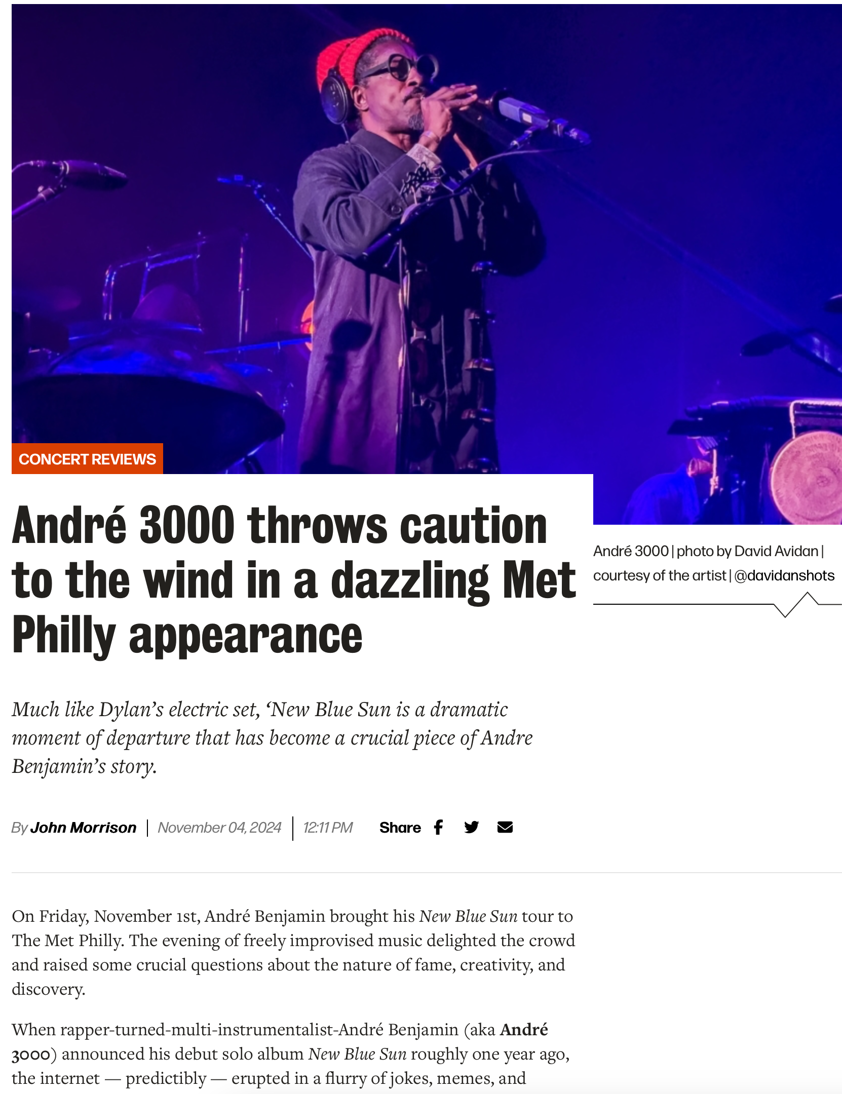 photos in John Morrison's review of André 3000's The Met appearance