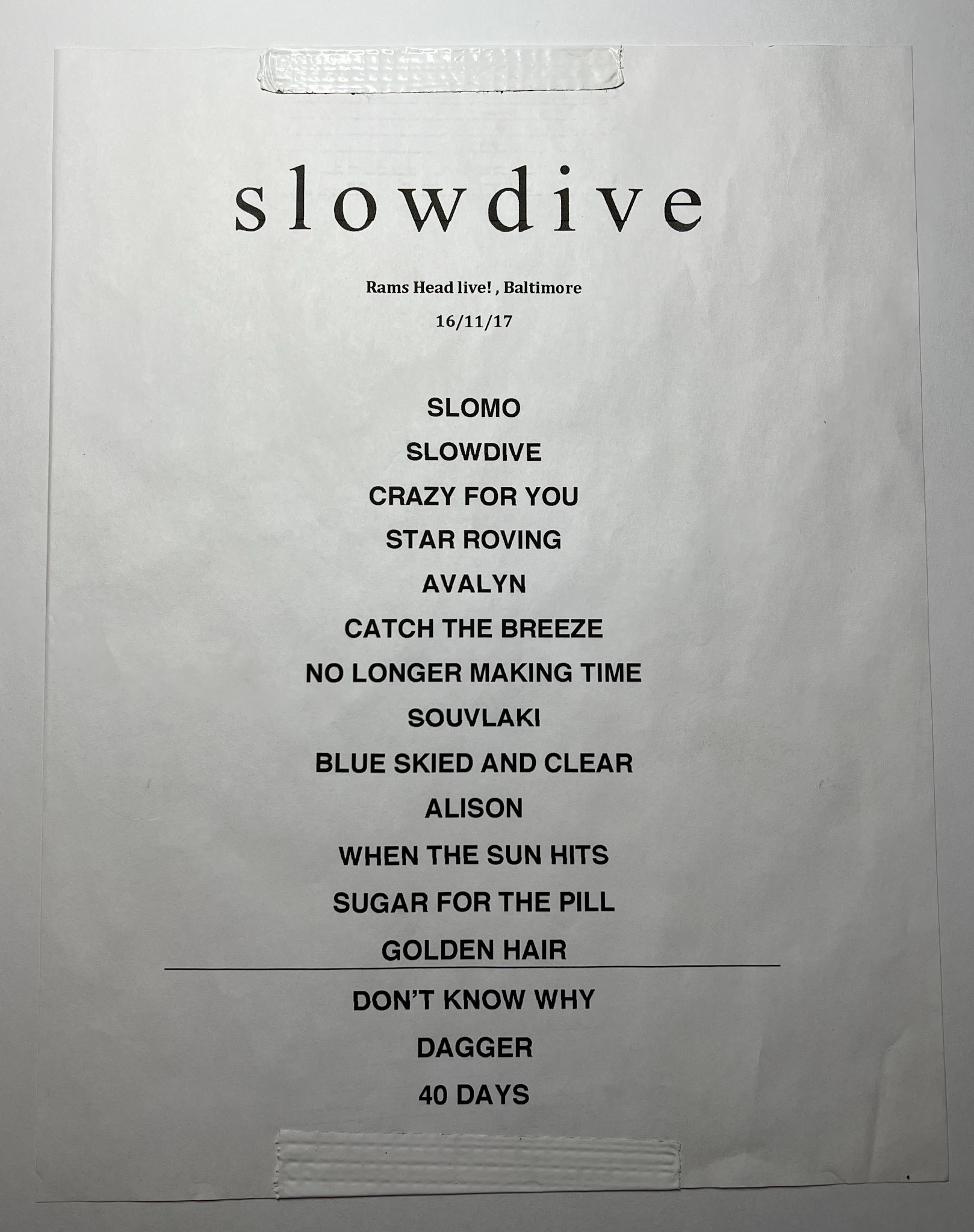 Slowdive @ Rams Head Live 11/16/17