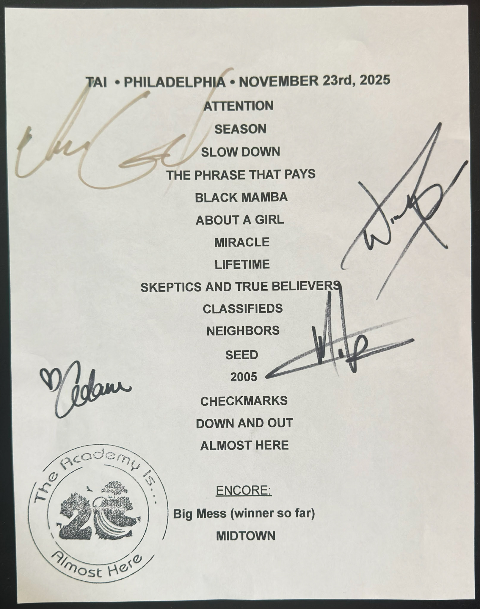 The Academy Is... @ the Fillmore 11/23/25