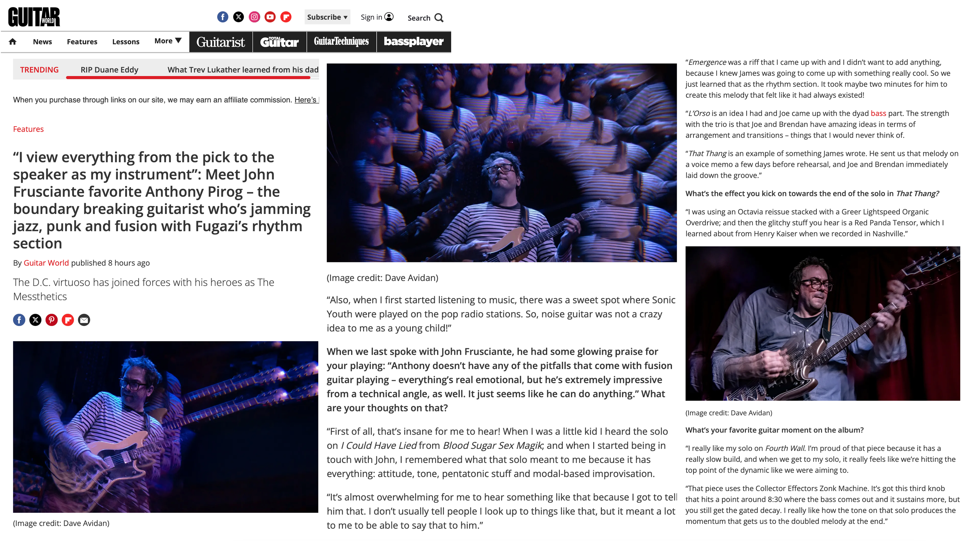 photos in article on Anthony Pirog on guitarworld.com