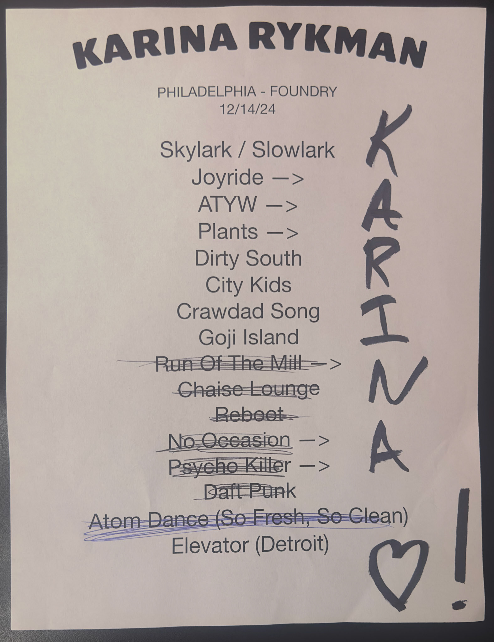 Karina Rykman @ the Foundry 12/13/24