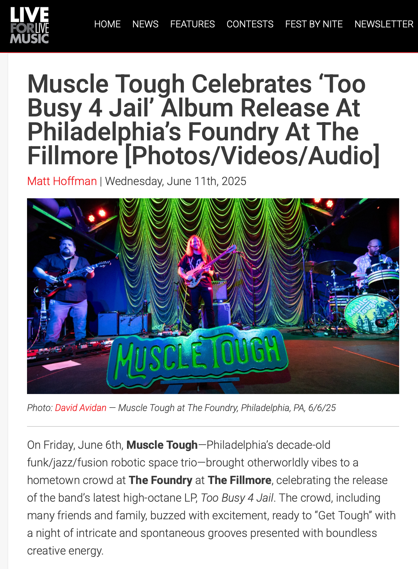 photo galleries featured in Matt Hoffman's show review for Live for Live Music