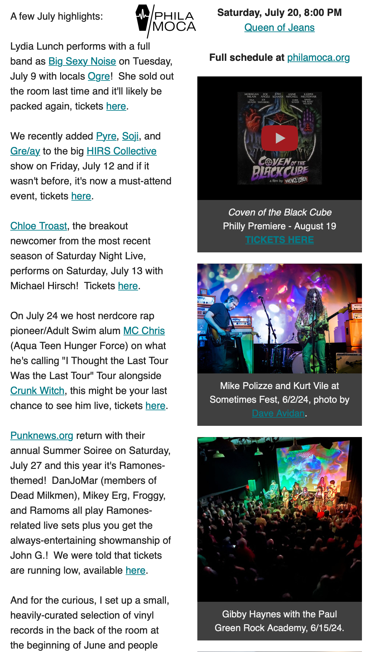 photo in PhilaMOCA July recap email blast
