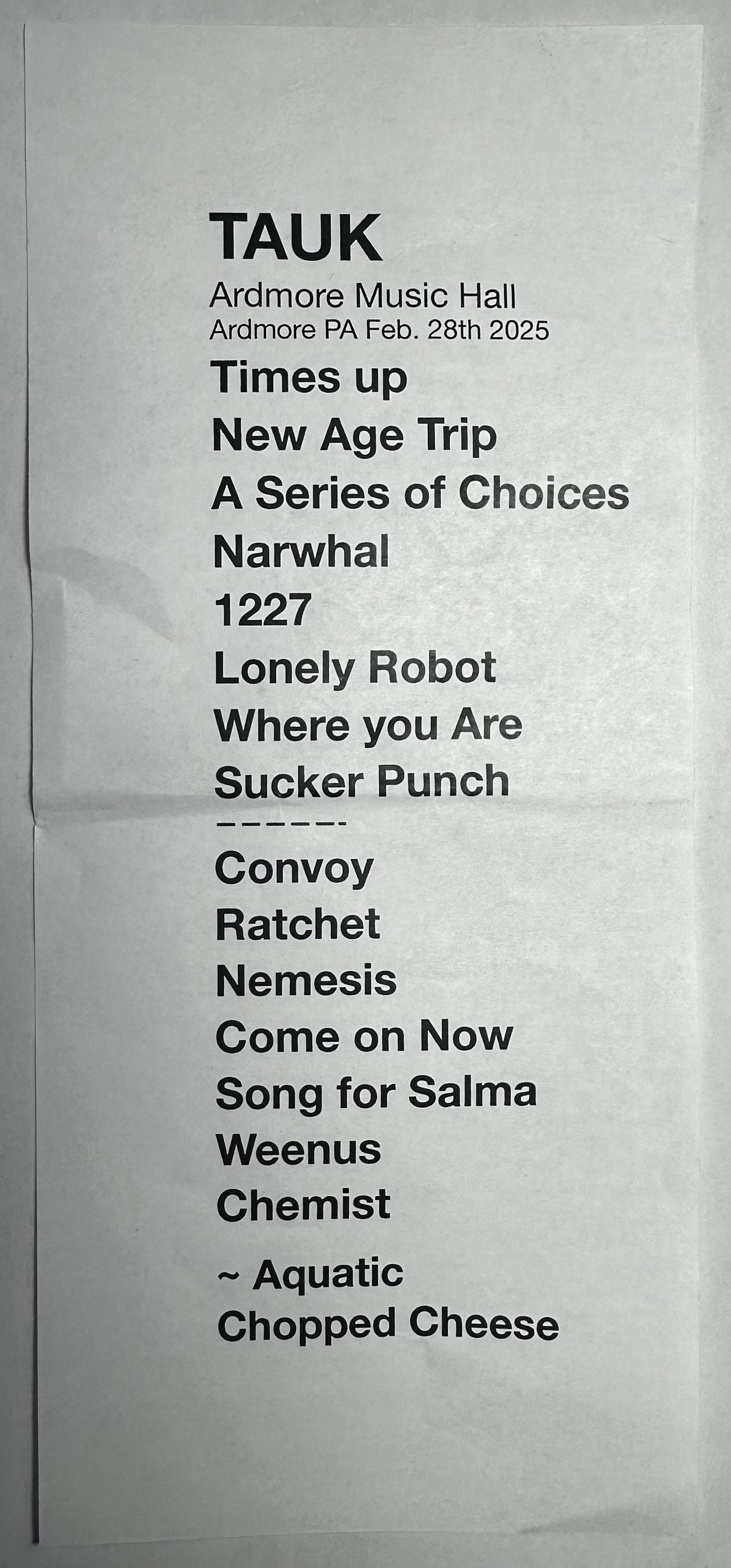 TAUK @ Ardmore Music Hall 2/28/25