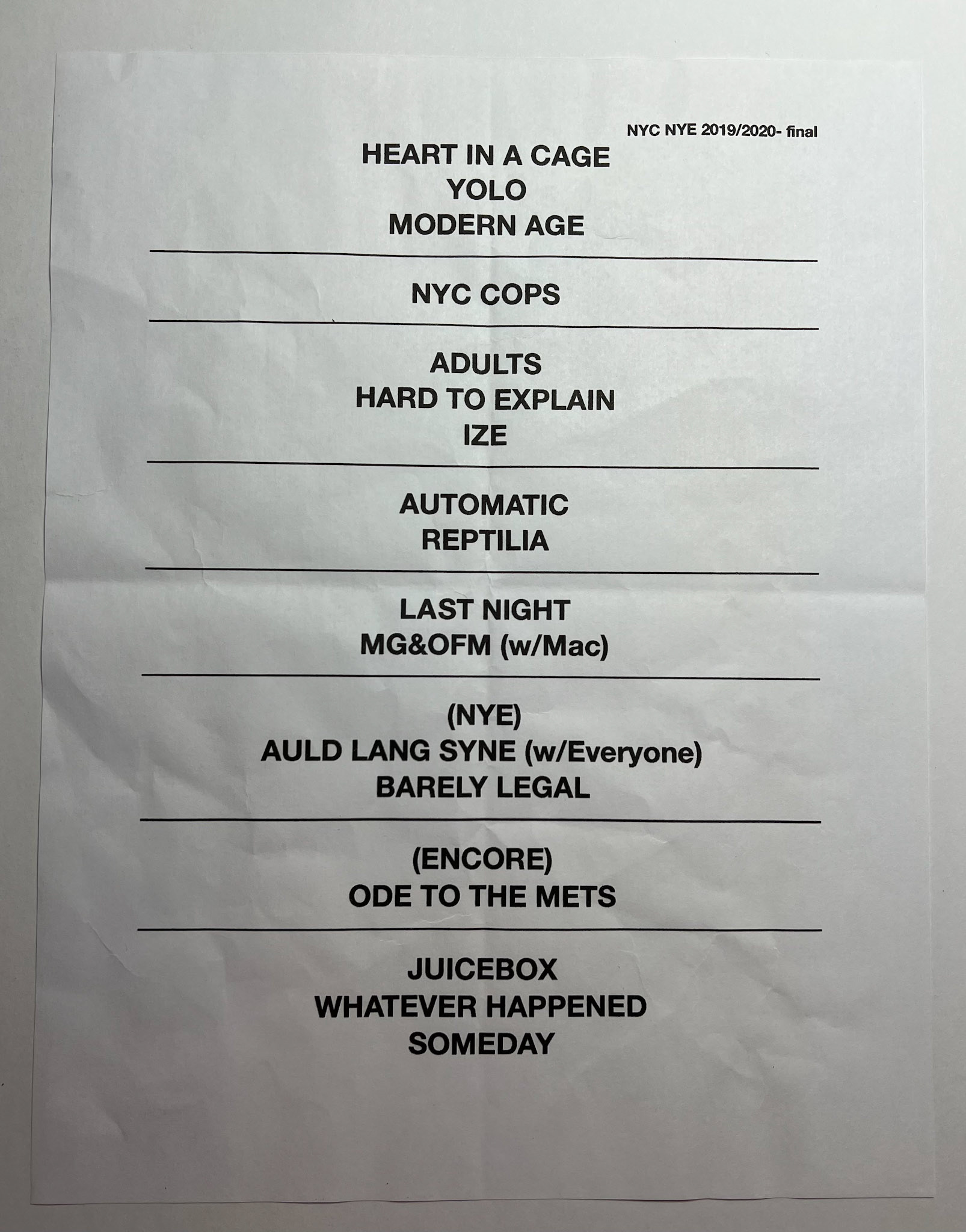 the Strokes @ Barclays Center NYC 12/31/19