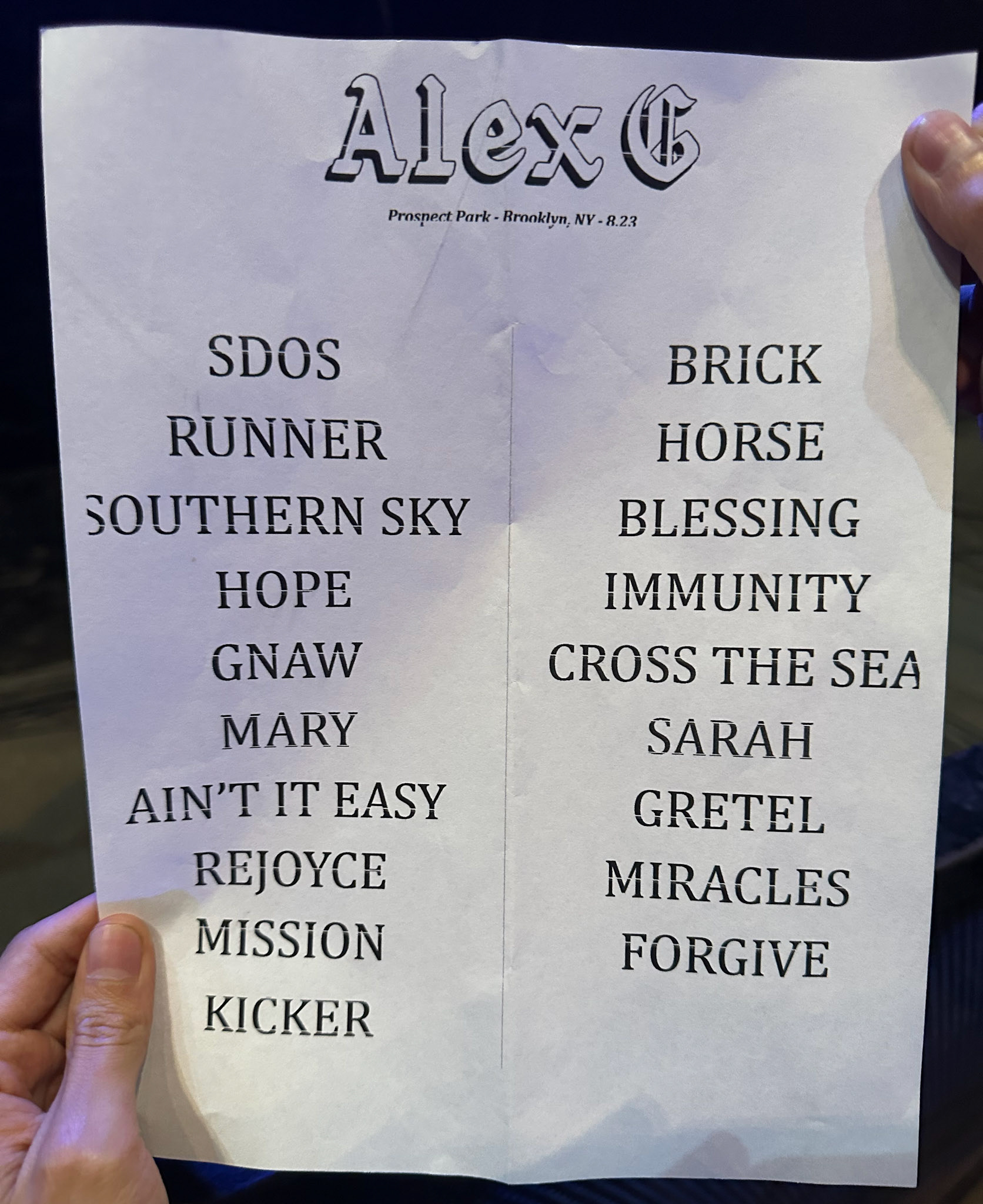 Alex G @ Prospect Park Bandshell NYC 8/23/23