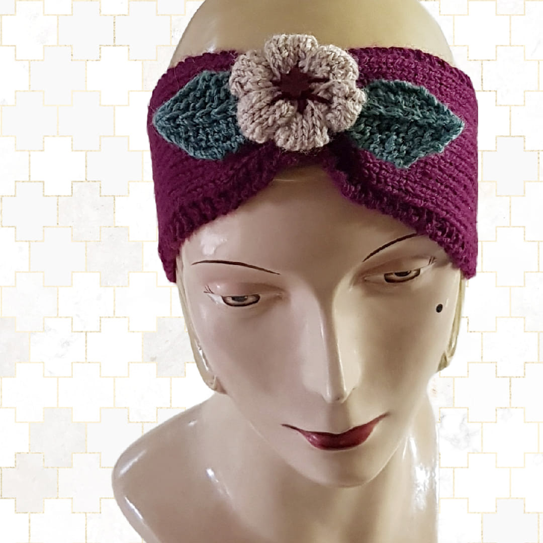 Hand Knitted Headband 100% BWM Wool