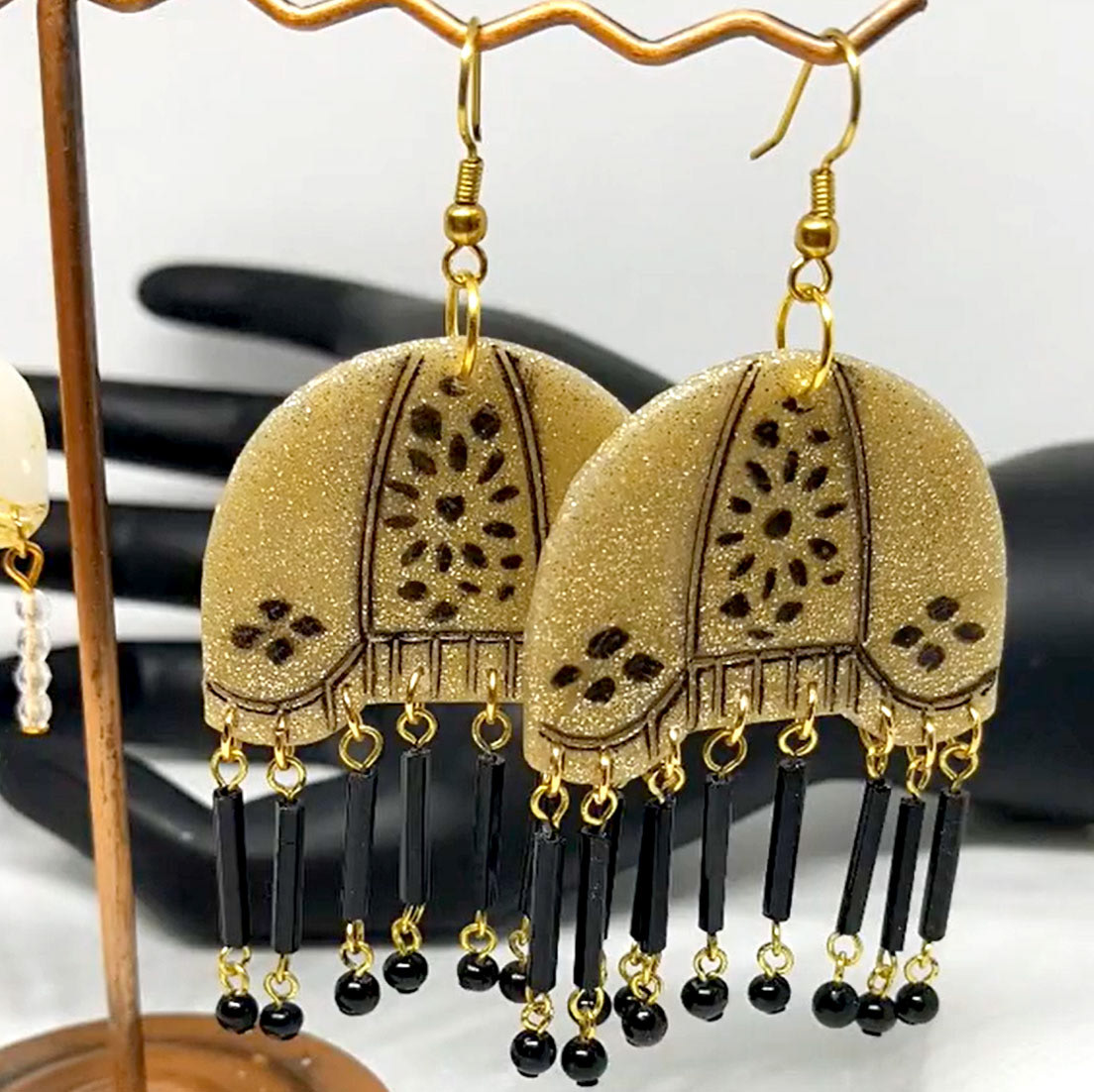 $30 - Polymer clay & glass bead earrings